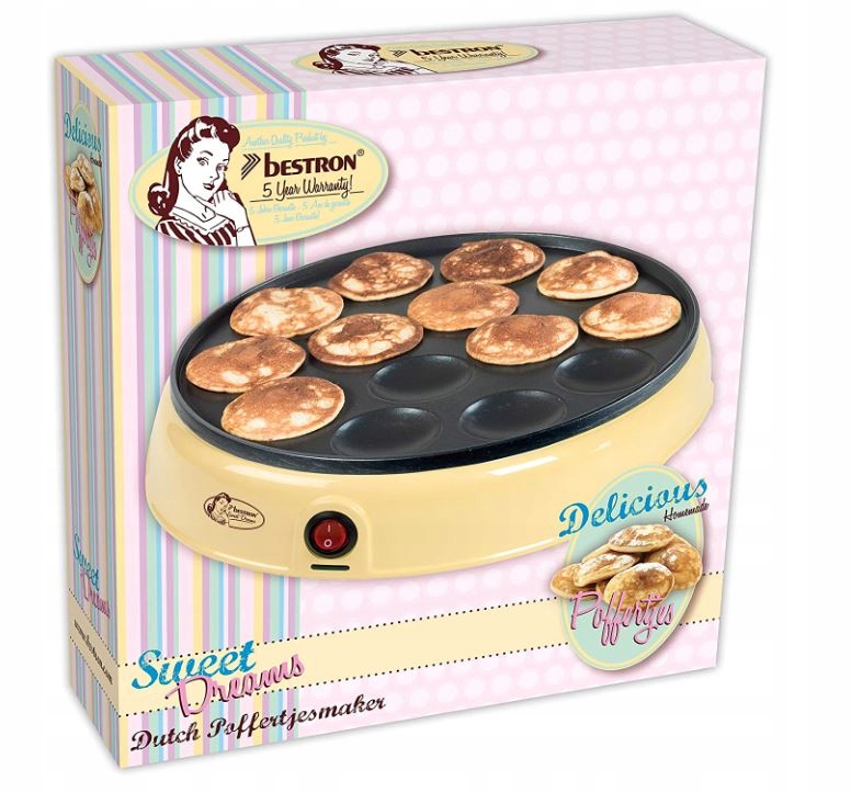 Bestron poffertjes krepimo aparatas 800 w geltona/auksinė