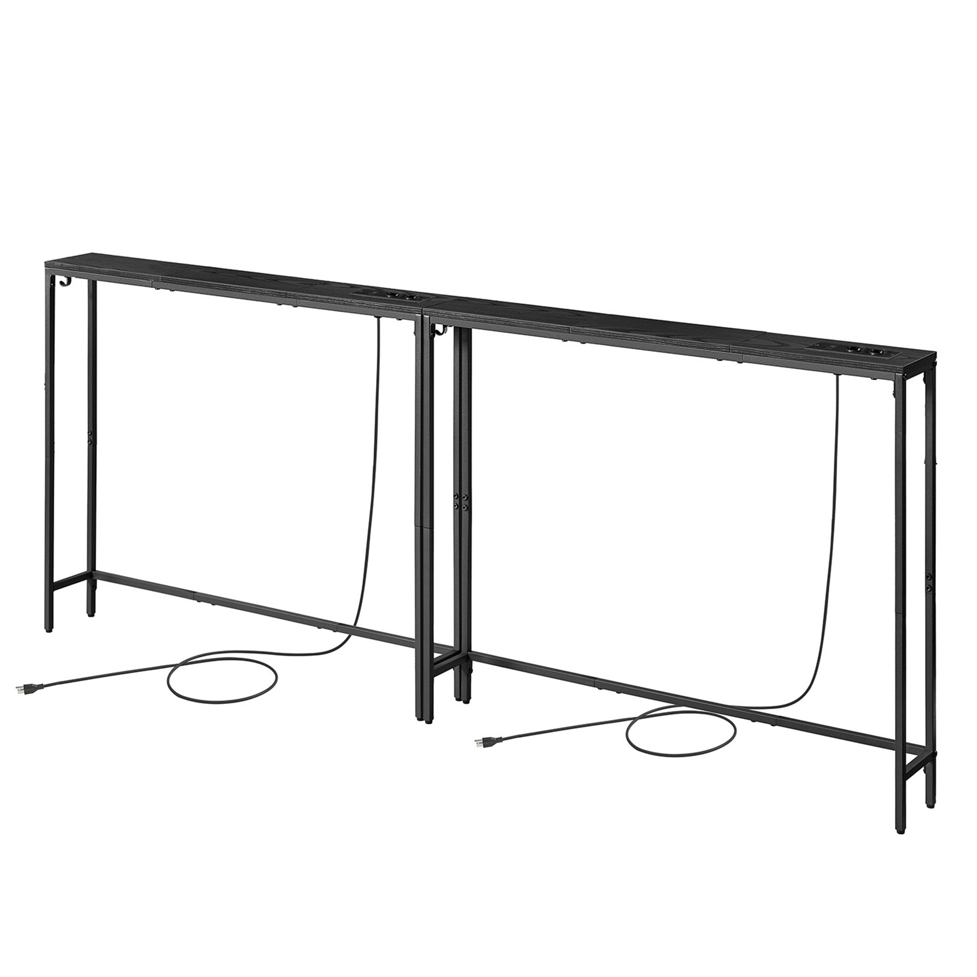 Konsolinis staliukas su elektros lizdu, antracito pilkas, 100 x 15 x 80 cm