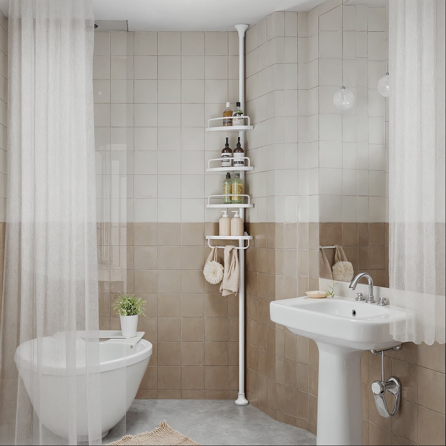 Teleskopiskais vannas plaukts Songmics 85-305 cm, balts