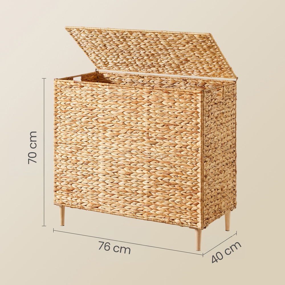 Skalbinių krepšys su 3 skyriais ir išimamu vidiniu maišu, natūralios spalvos, 76 x 40 x 70 cm 2