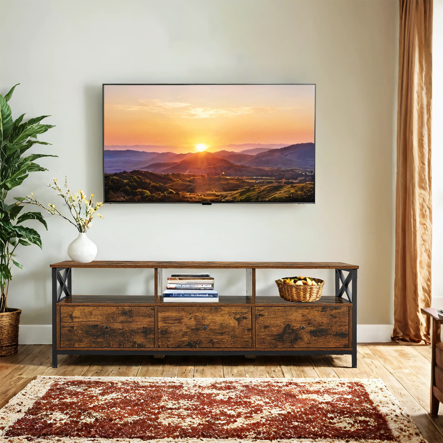Televizoriaus staliukas VASAGLE, 147 x 40 x 50 cm, 3 stalčiai