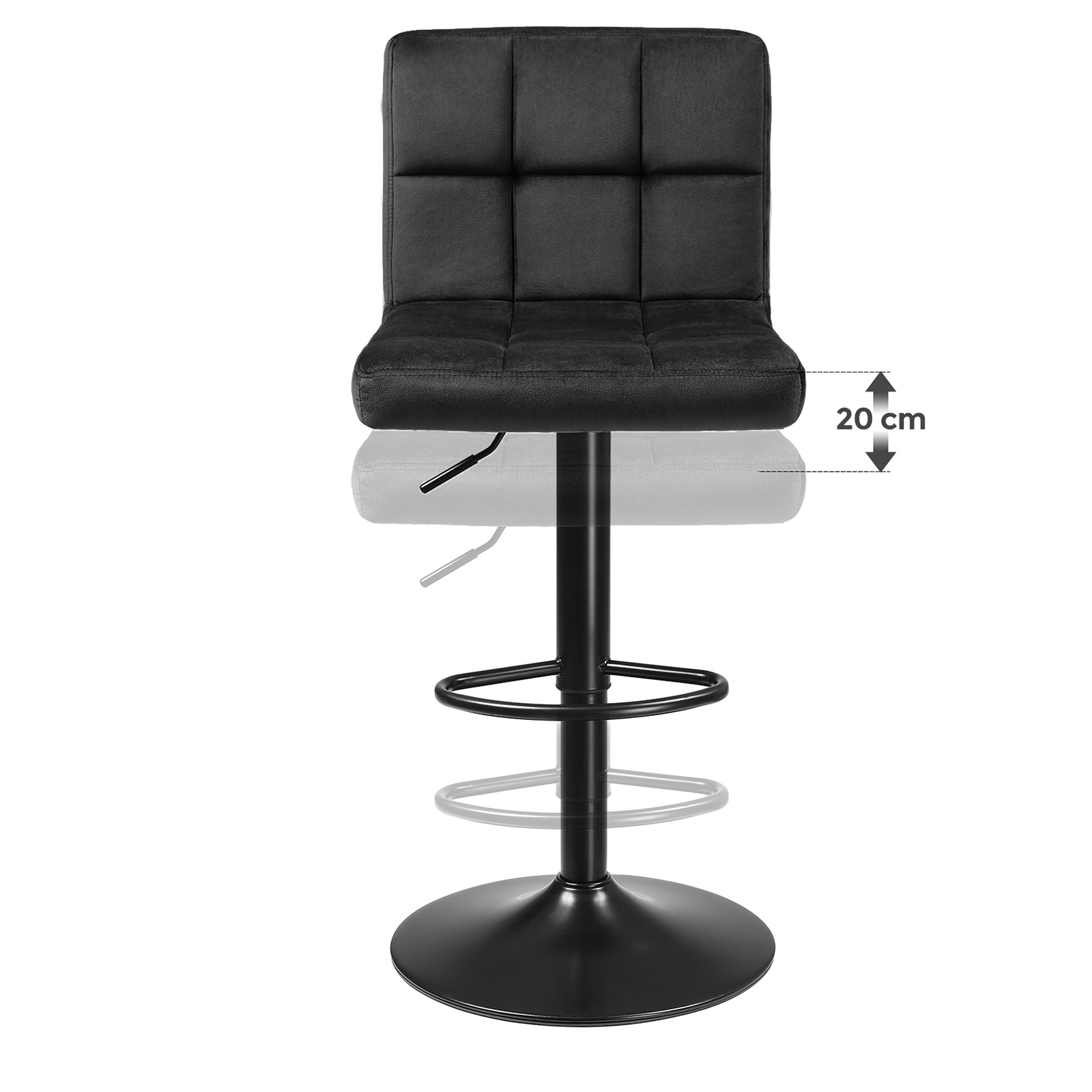 Baro kėdės 2x SONGMICS juoda, 38x44,5x(95-115) cm 3