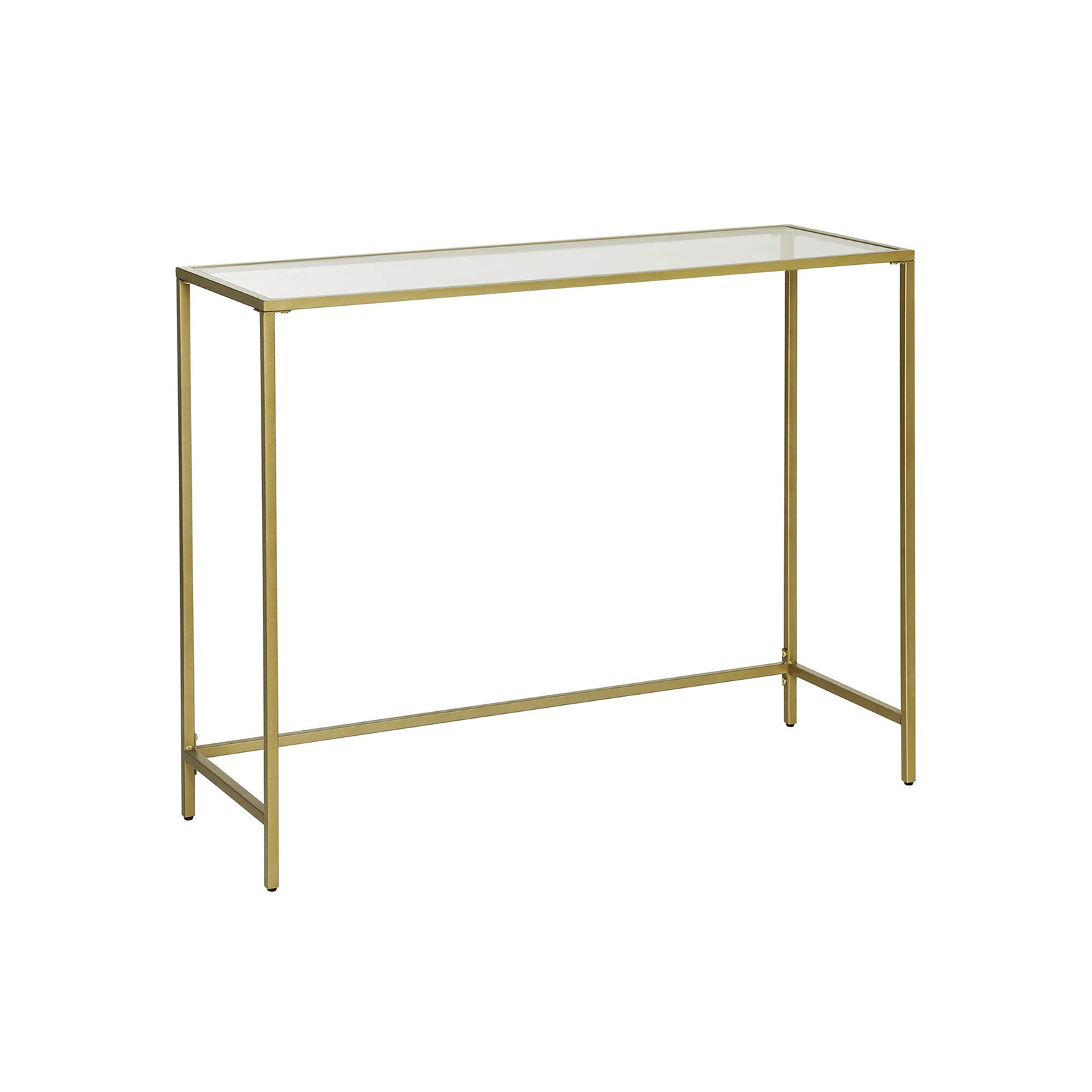 Konsolinis stalas su grūdinto stiklo stalviršiu ir metaliniu rėmu, 100x35x80 cm
