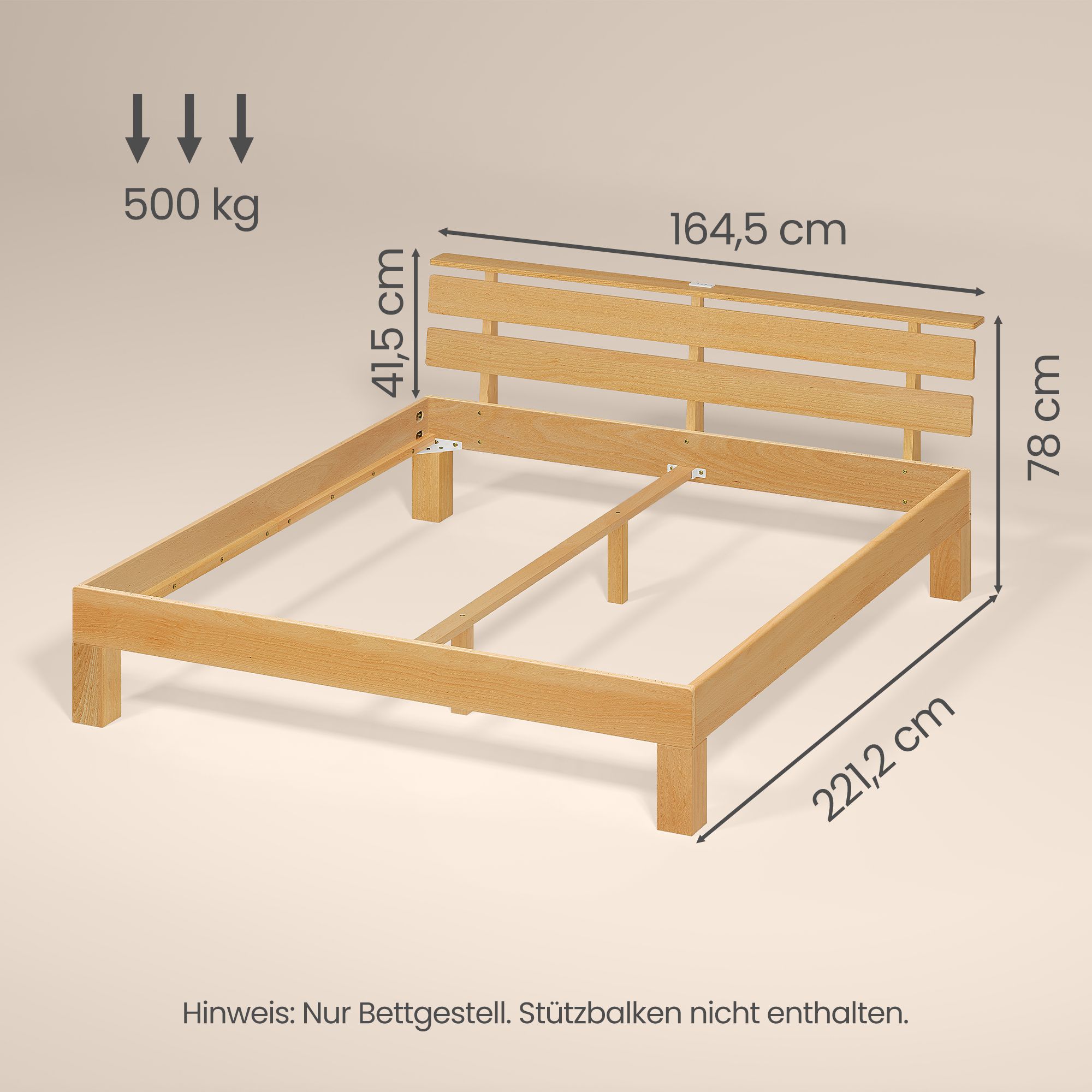 Lovos rėmas su galvūgaliu ir LED apšvietimu, natūralios spalvos, 221,2 × 164,5 × 78 cm 2