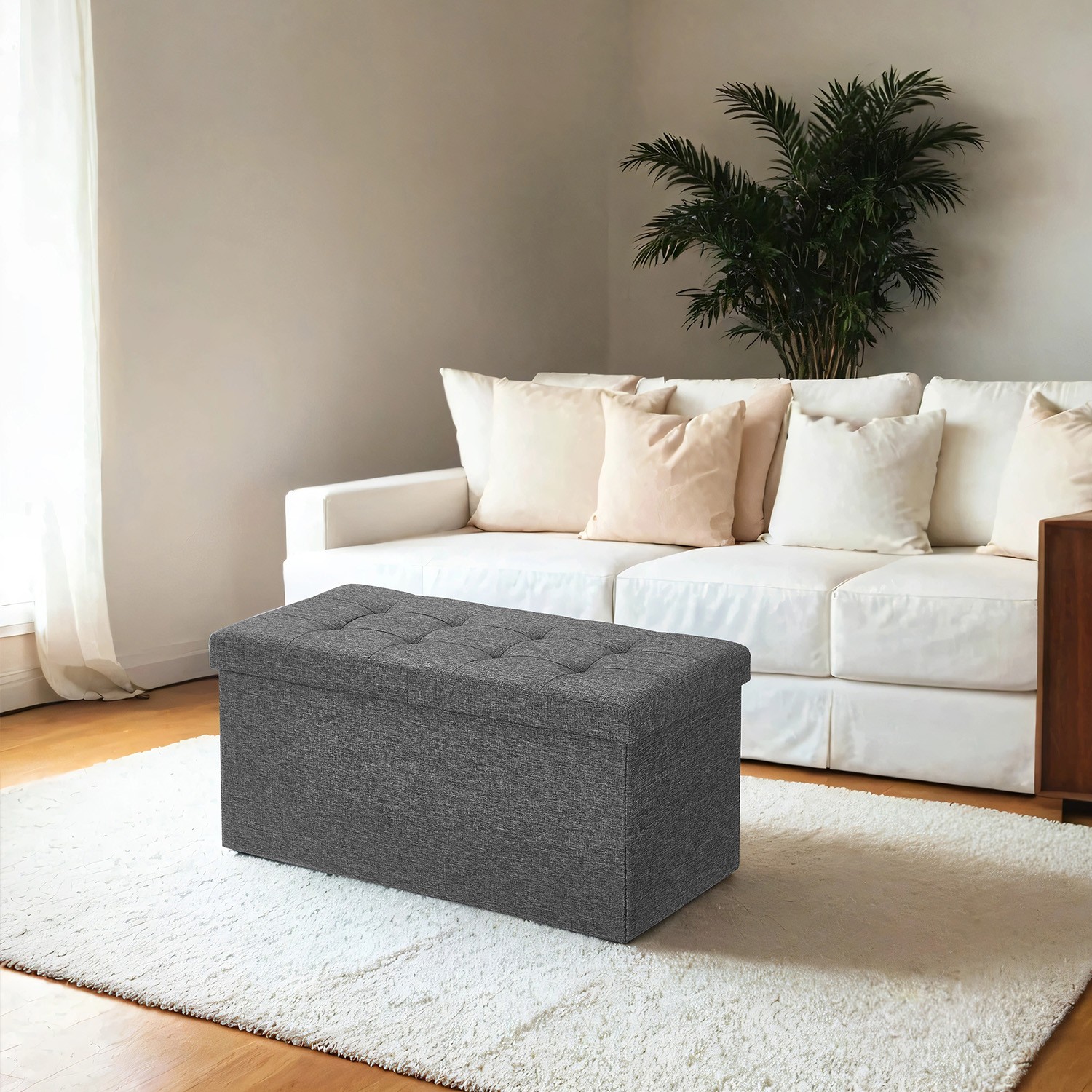 Pufas su daiktadėže 76x38x38 cm, 300 kg apkrova