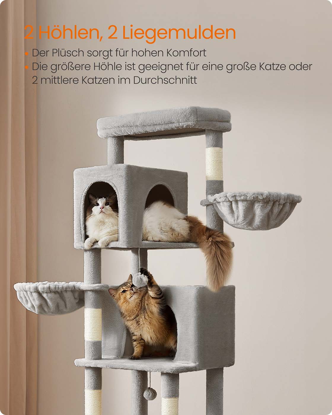 Kačių draskyklė su dviem guoliais ir dviem platformomis 190,7 cm 3