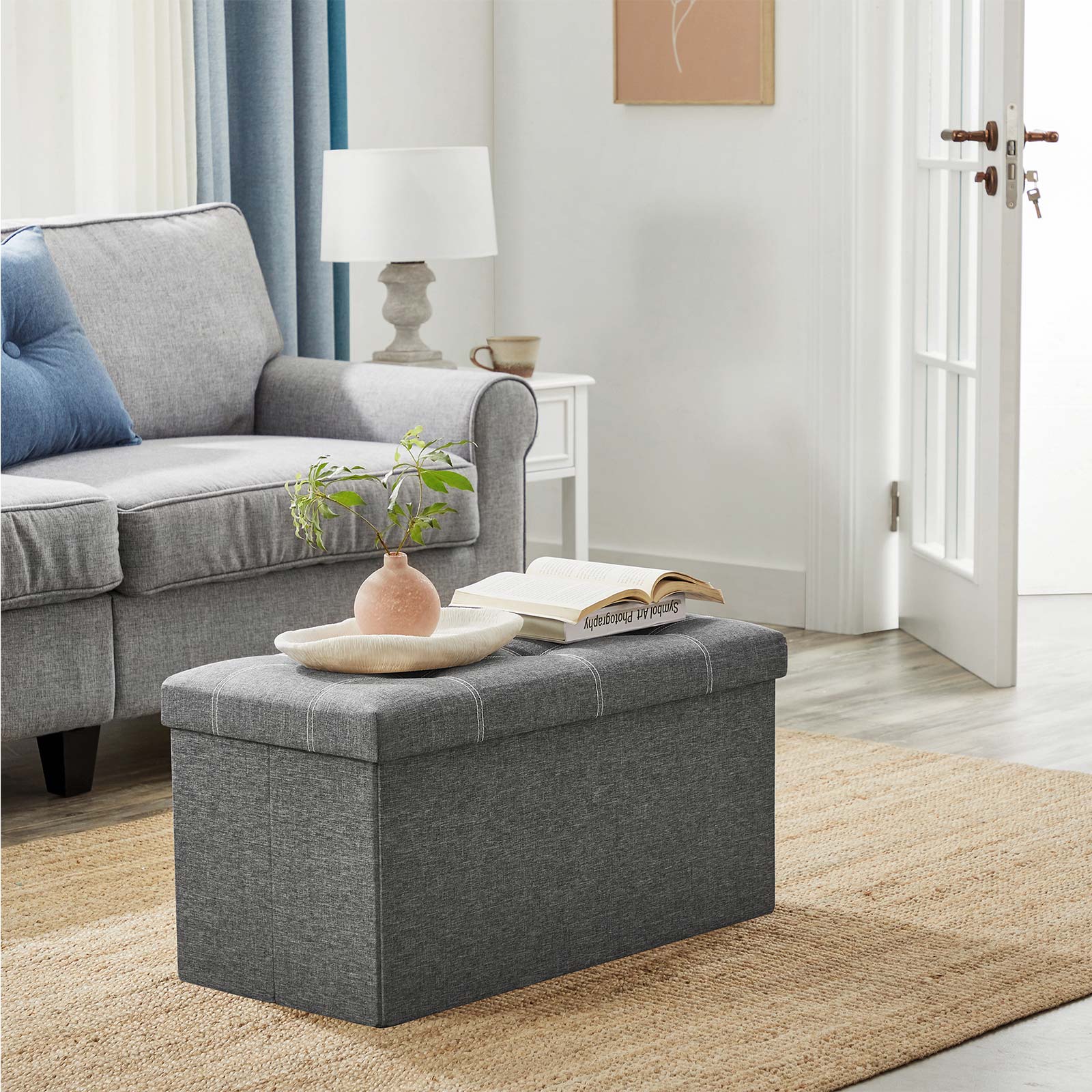 Pufas SONGMICS tamsiai pilkas 76x38x38 cm 3