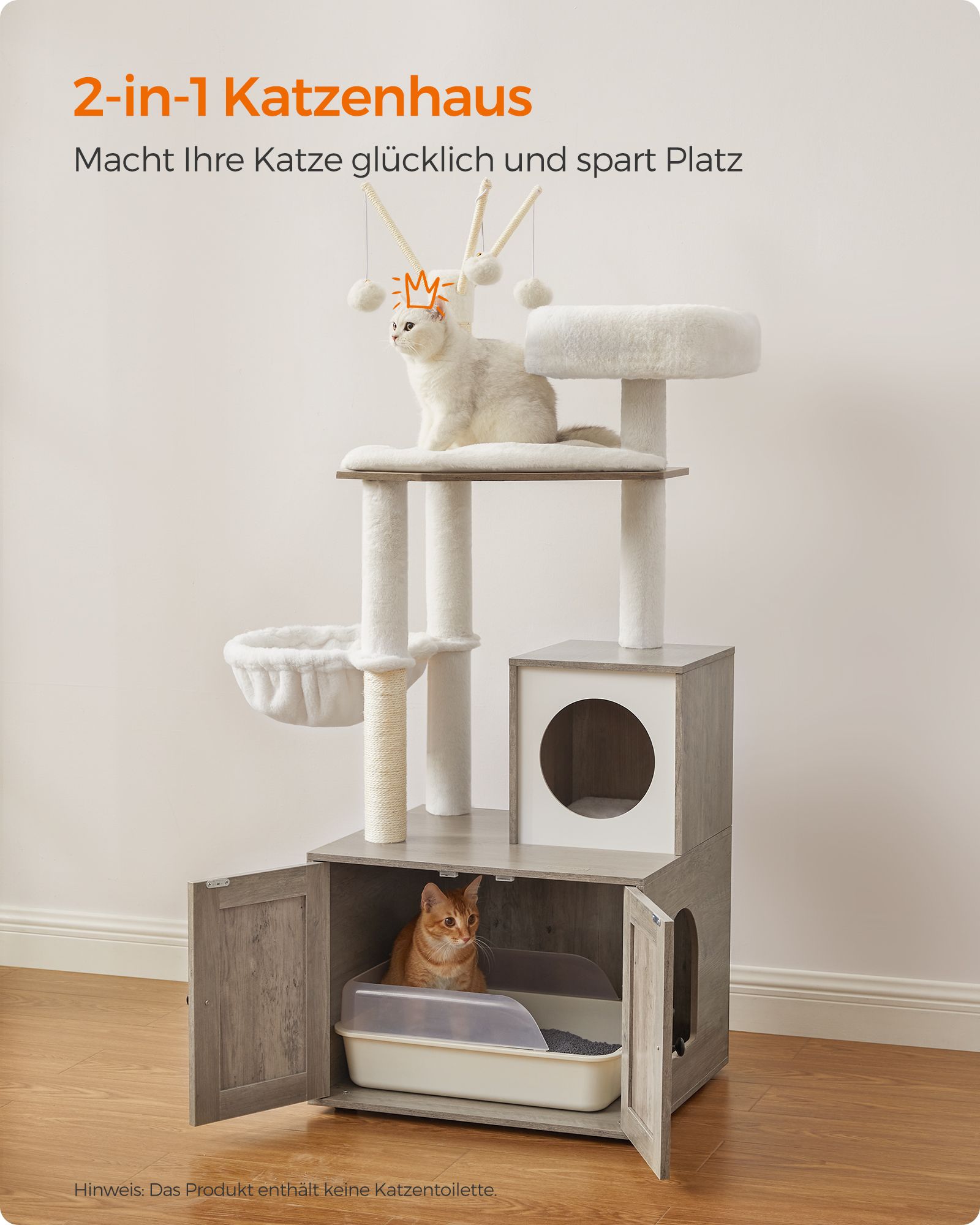 Kačių draskyklė su tualeto spinta 140 cm
