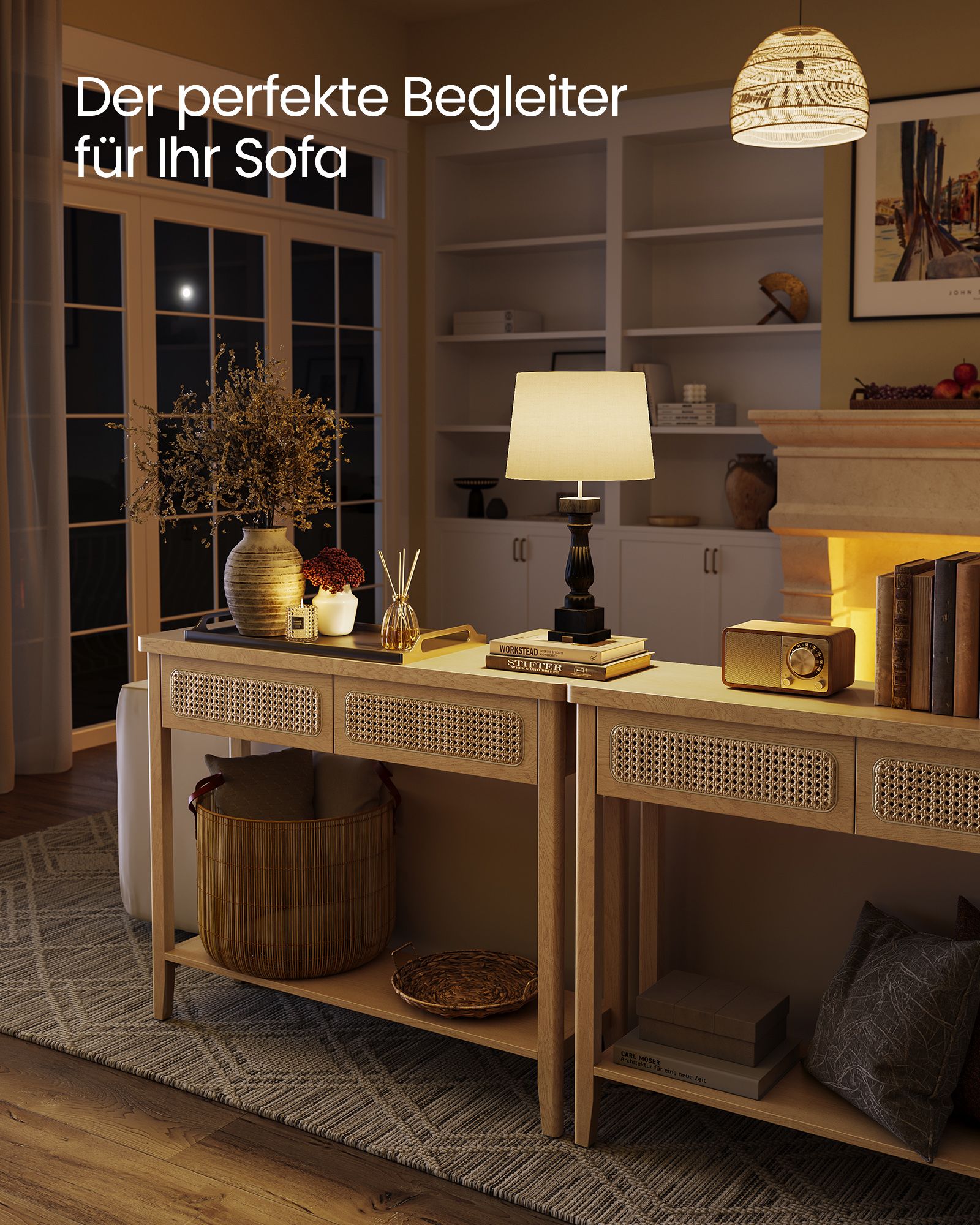 Konsolinis stalas Boho stiliaus 30x80x100 cm 2