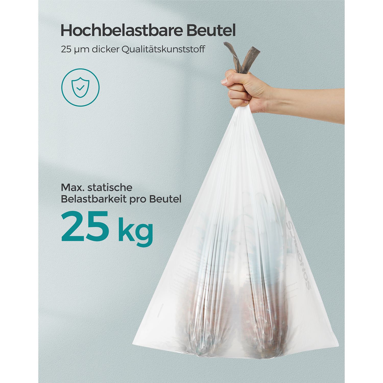 Šiukšlių maišai su užtraukiama virvele, 50 l, balti, 59 × 74 cm 2