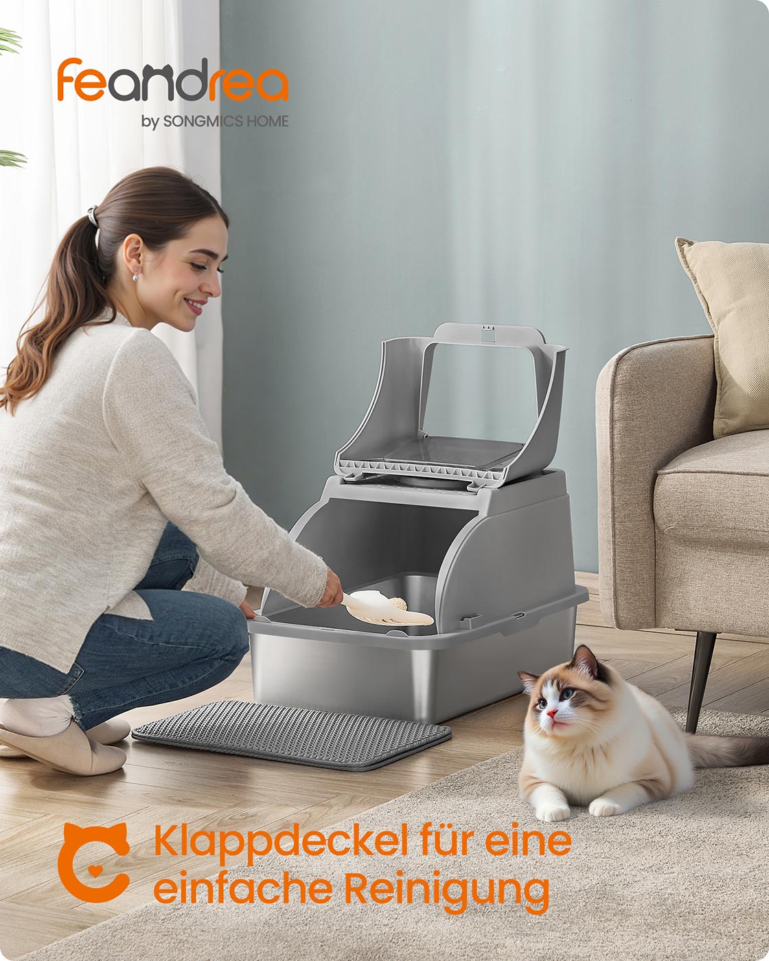 Katinėlių tualetas iš nerūdijančio plieno su semtuvėliu ir šepečiu