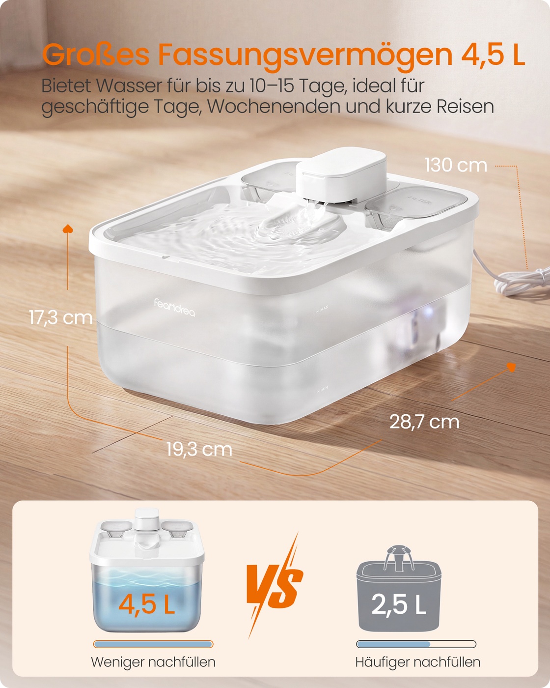 Kačių fontanas su 12 filtrų, baltas, 4,5 l 2