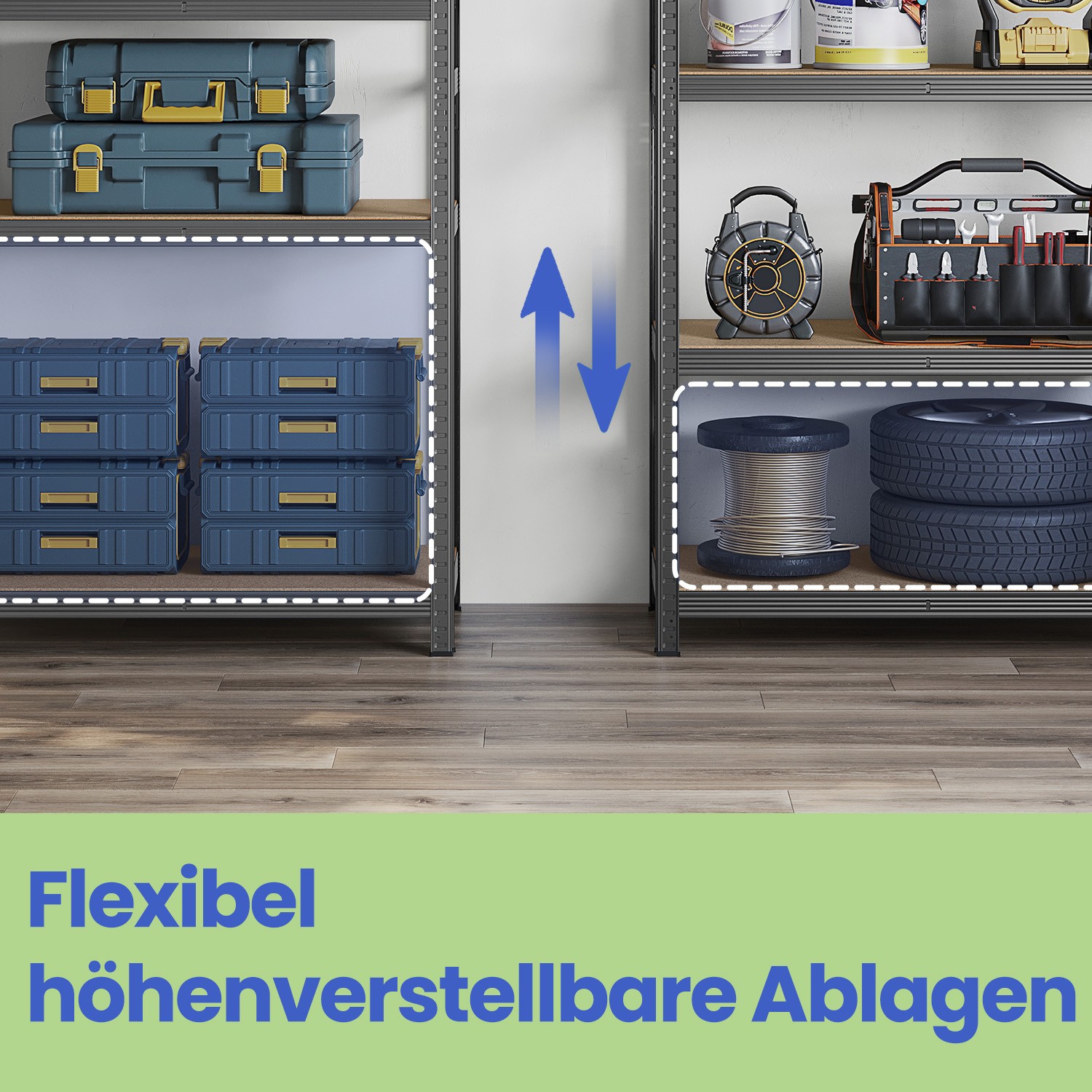 Uzglabāšanas plaukts SONGMICS 50x100x200 cm, pelēks 3