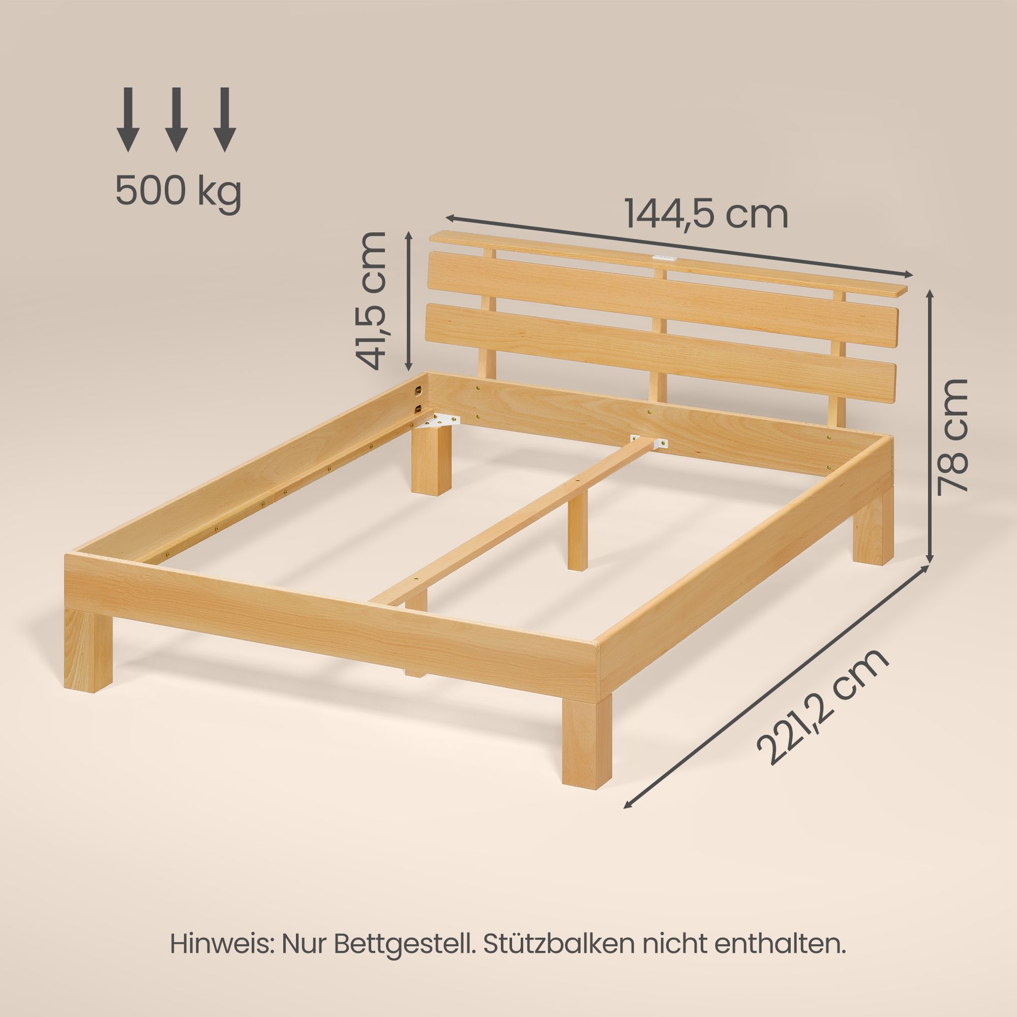 Lovos rėmas su galvūgaliu ir LED apšvietimu, natūralios spalvos, 221,2 × 144,5 × 78 cm 2