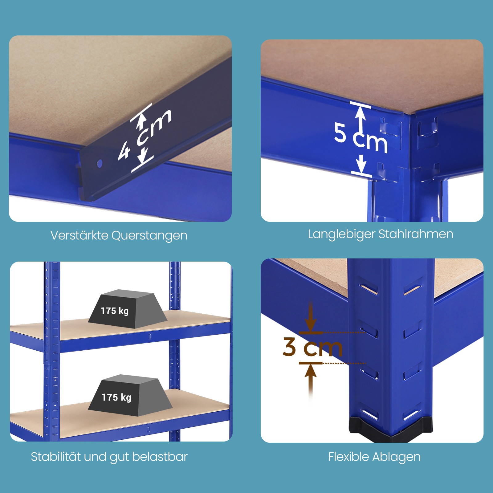 Stelažas SONGMICS 160x80x40 cm, 520 kg 2