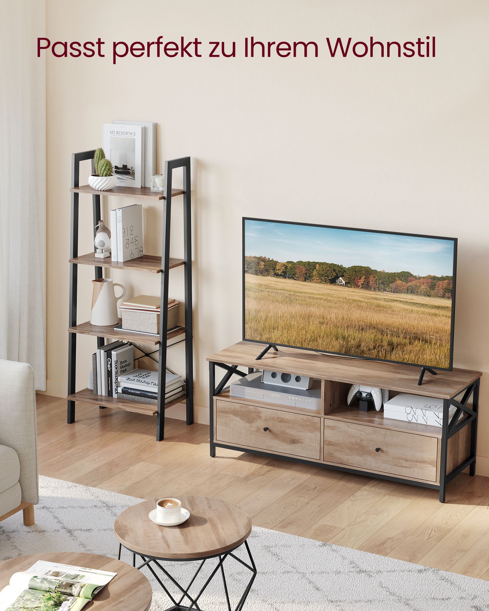TV staliukas su dviem stalčiais ir lentynomis 2