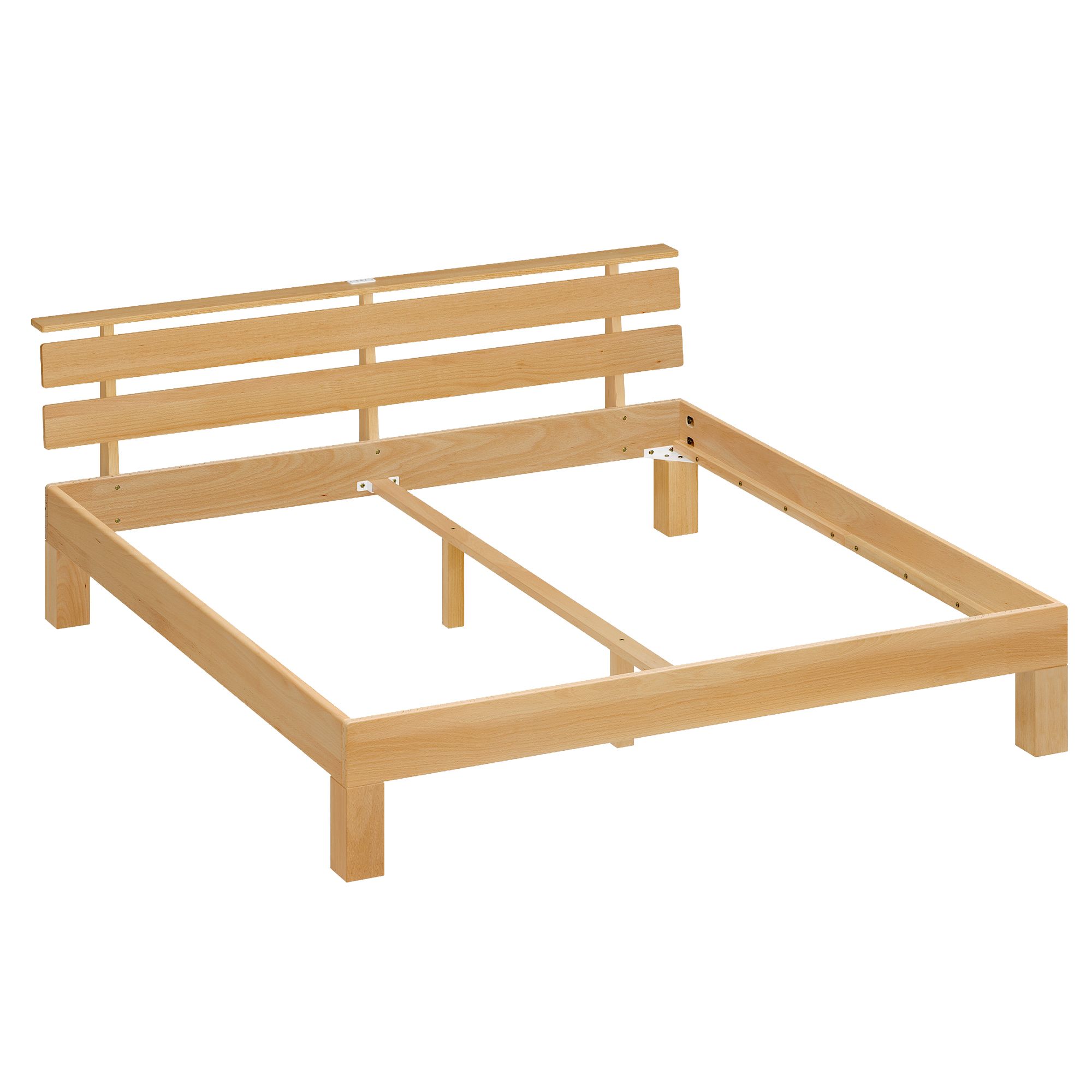Lovos rėmas su galvūgaliu, LED apšvietimu ir USB jungtimis, natūralios spalvos, 221,2 × 184,5 × 78 cm