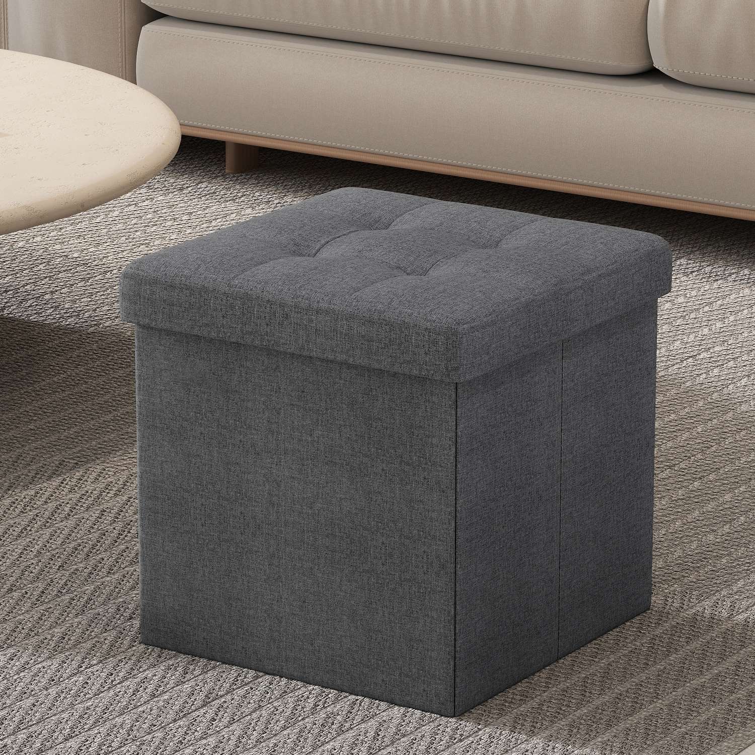 Pufas 38x38x38 cm tamsiai pilka