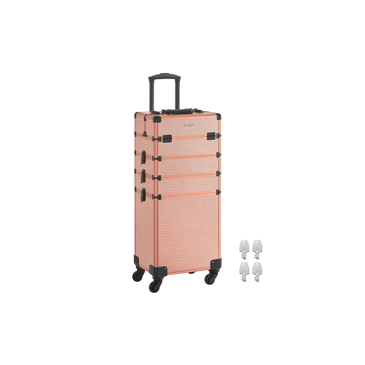 Kosmetikos lagaminas vėžimėlis 4-in-1, 34x24x79,3 cm, aukso spalvos