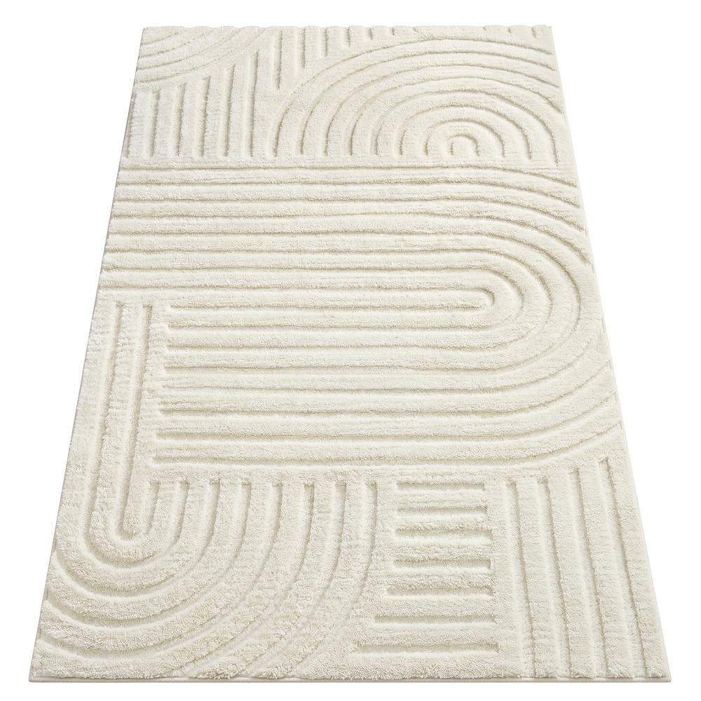 Kilimas 3D, neslystantis, kreminės baltos spalvos, 150 × 80 cm