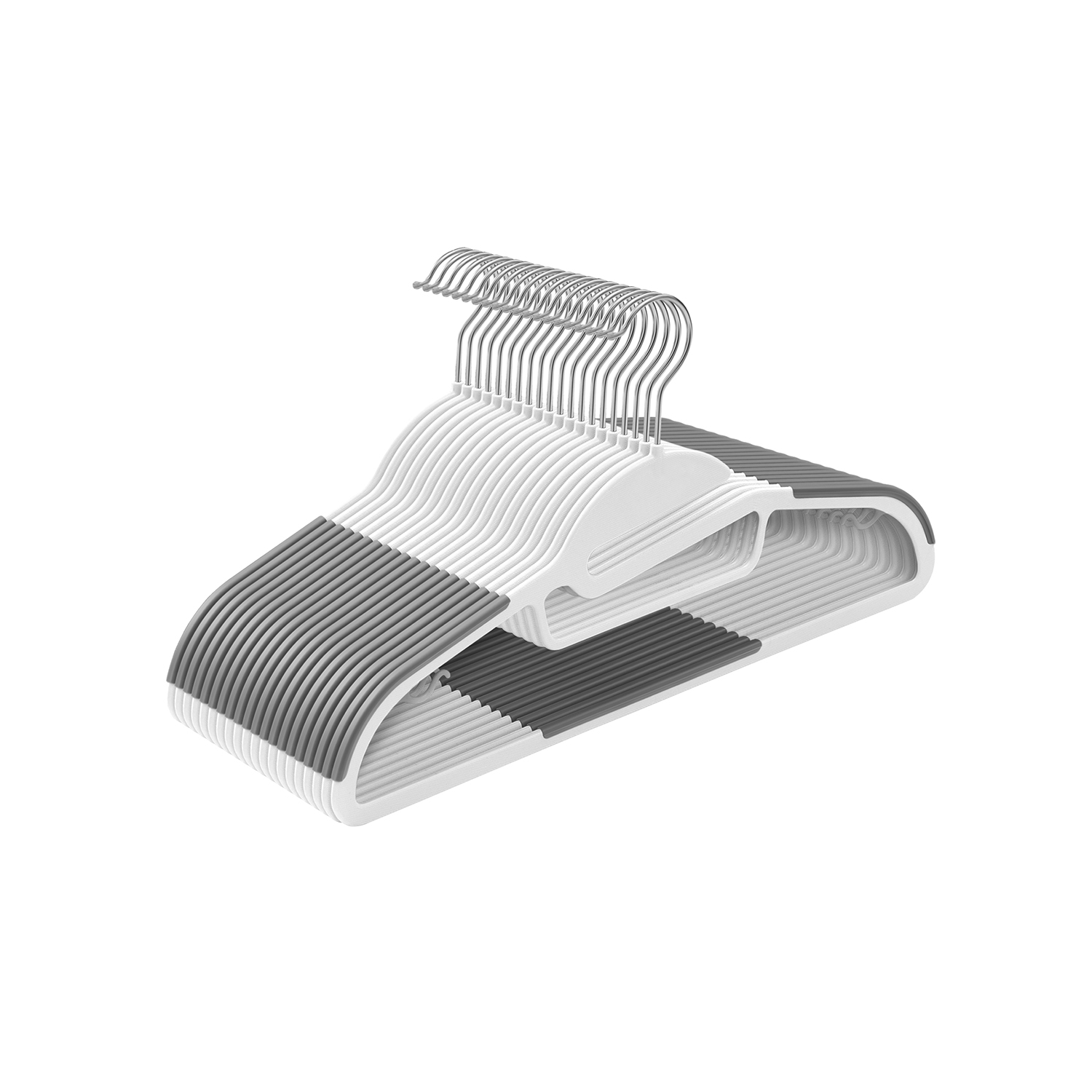 Drabužių pakaba su neslystančiais įdėklais, balta–pilka, 41,5 × 0,5 × 22,5 cm, 20 vnt.