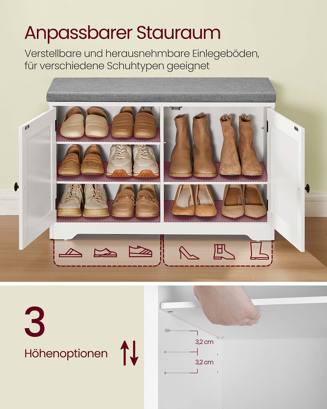 Batų suoliukas 35,5 x 81 x 52,5 cm 3