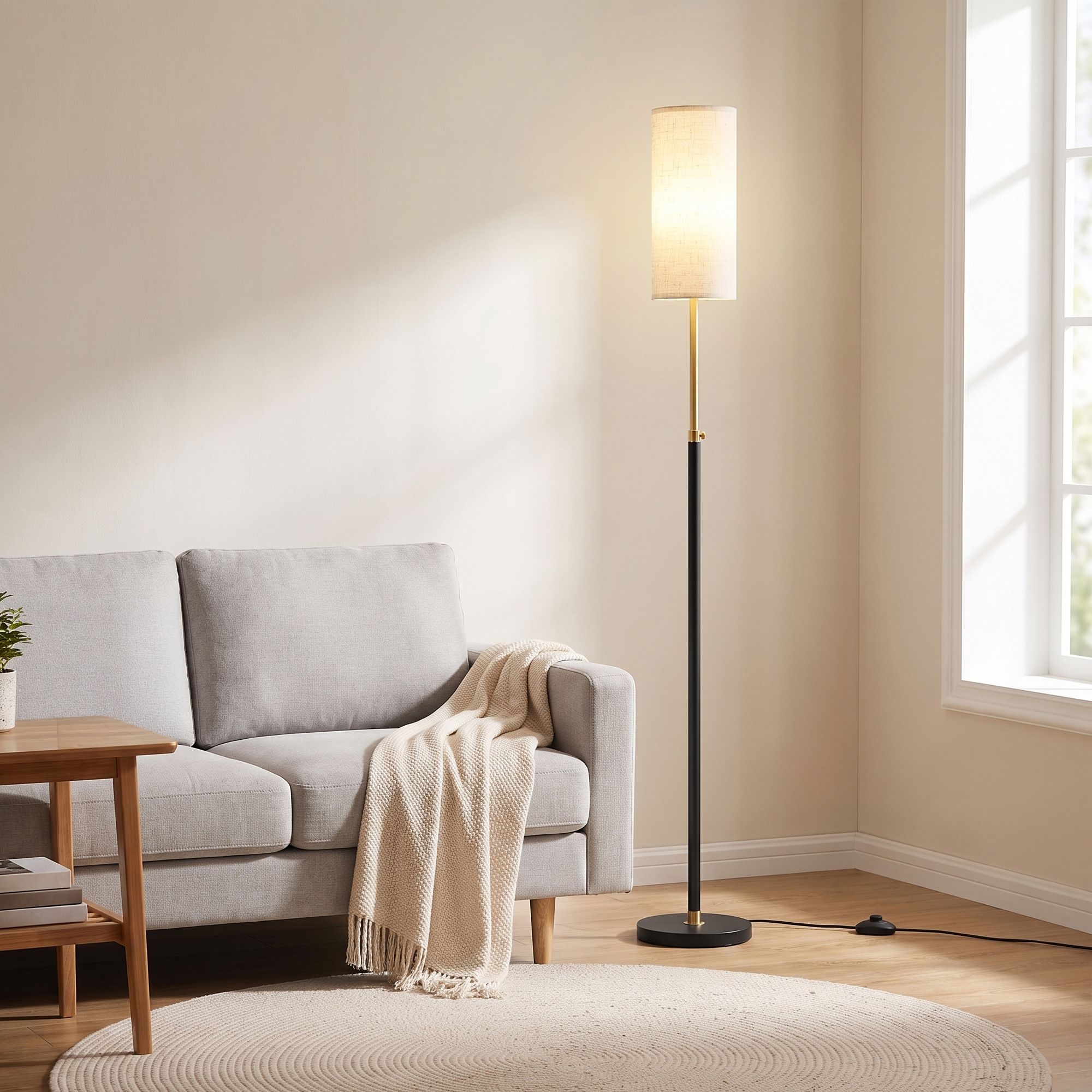 RGB LED reguliuojamo aukščio toršeras, juodas, 25 x 25 x 148–178 cm 3
