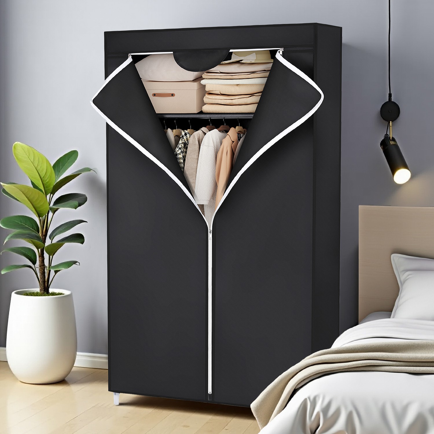 Tekstilinė spinta Songmics 160x75 cm juoda