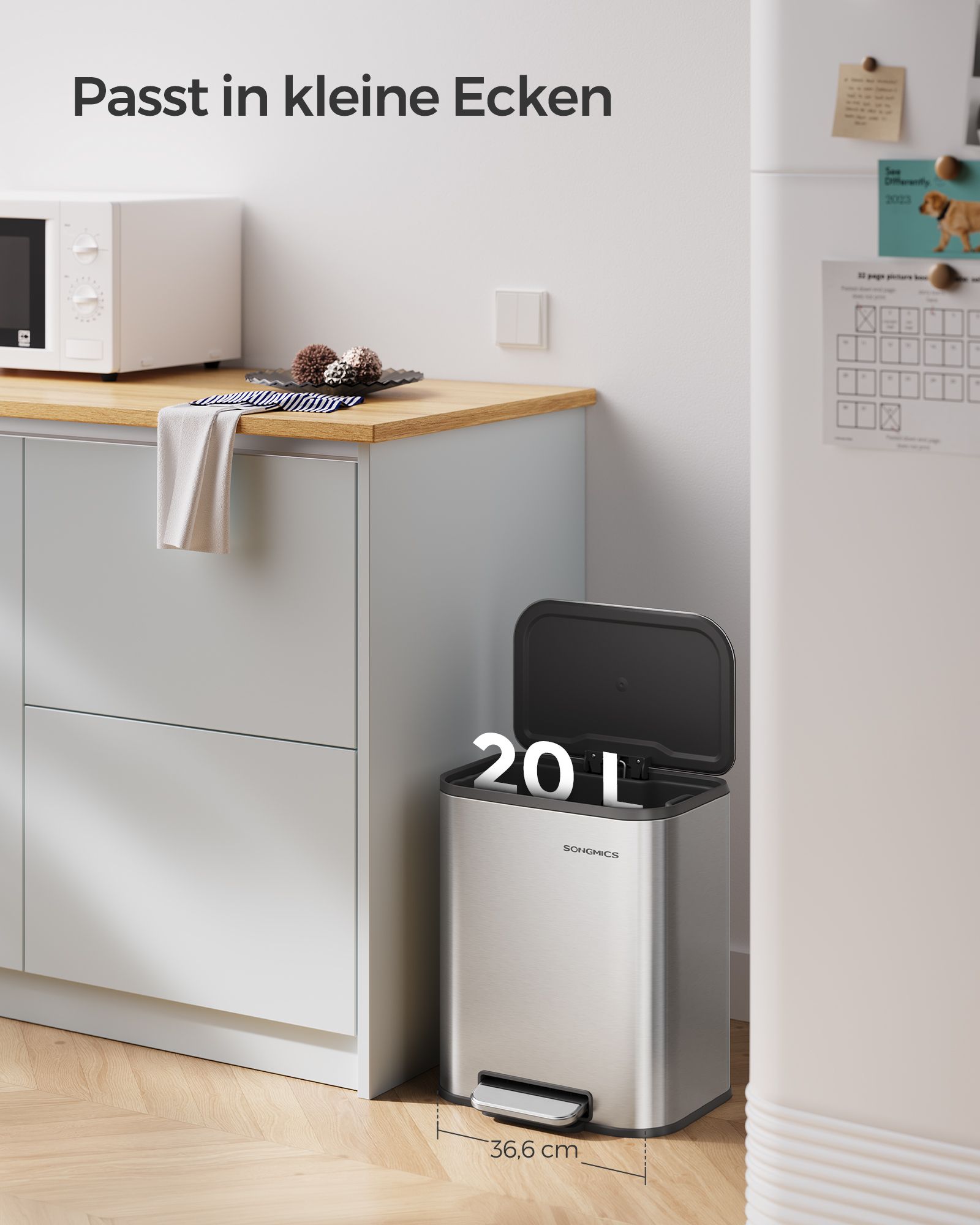 20 litrų šiukšliadėžė su dangčiu, metalinė 2