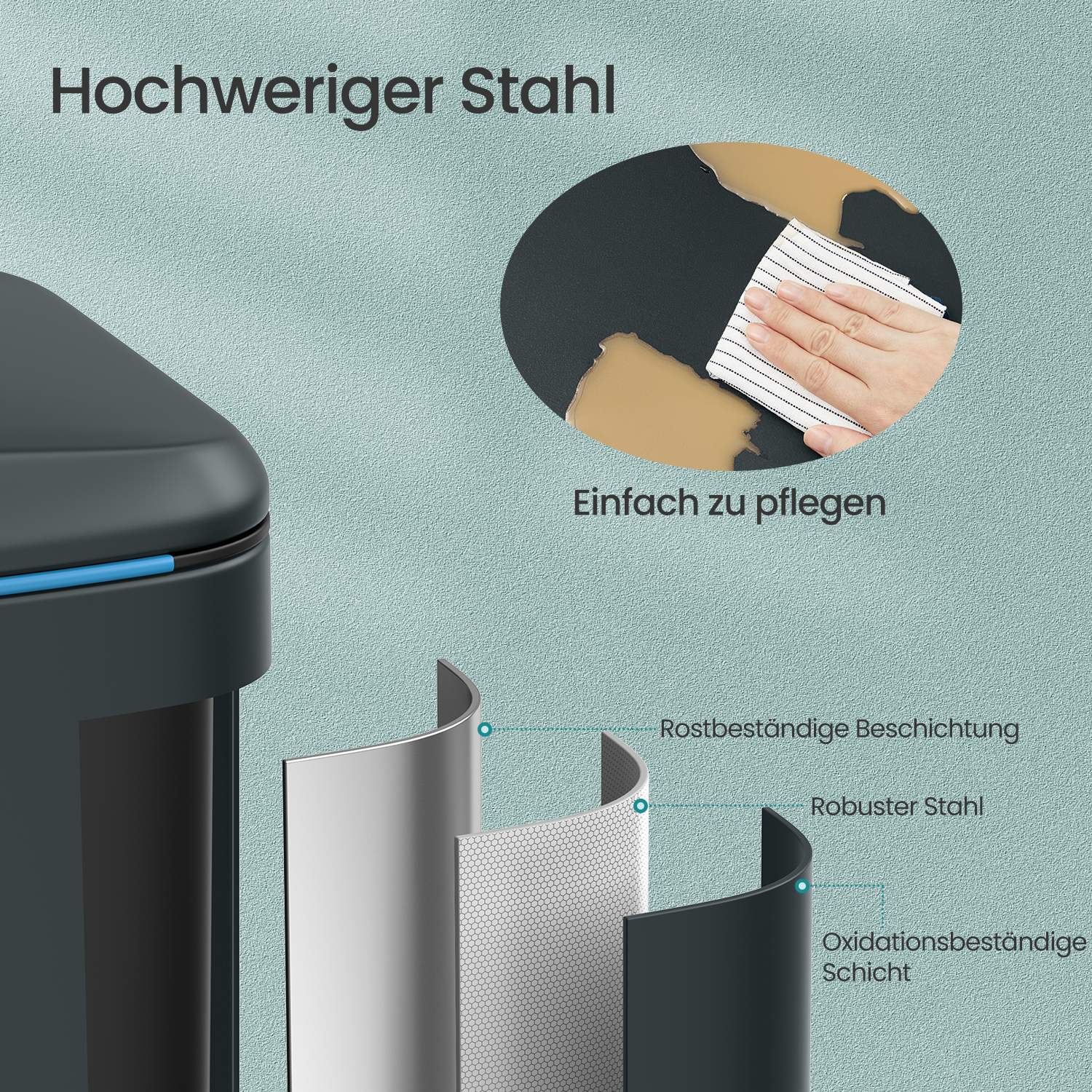 Metalinė šiukšliadėžė su dviejų skyrių rūšiavimo sistema, 2 x 20 L 3