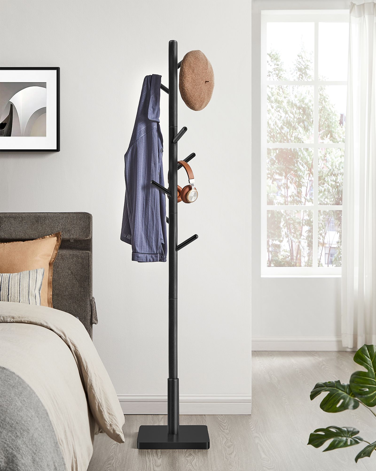 Drabužių kabykla medinė juoda 175 cm 2