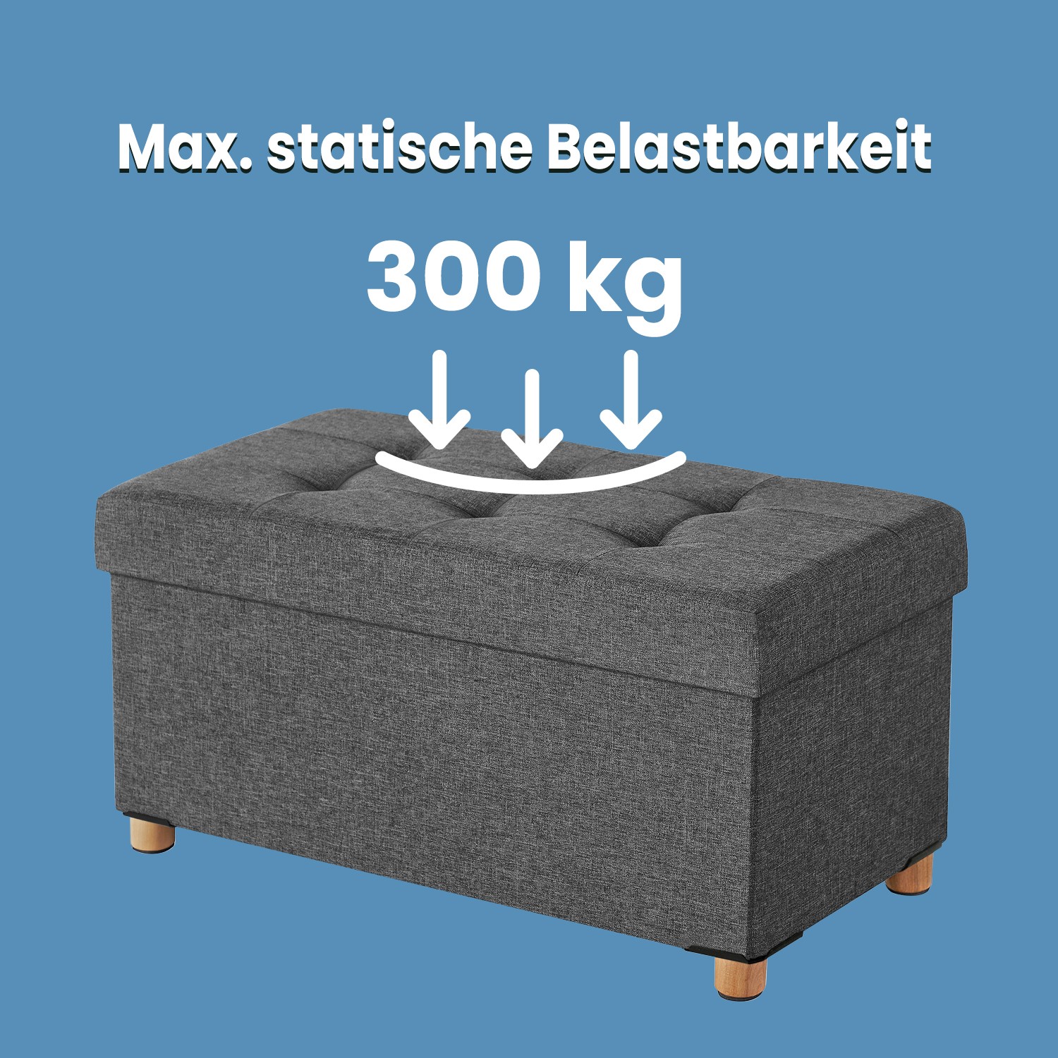 Pufas su daiktadėže SONGMICS 77L 76x38x40 cm, tamsiai pilka 3