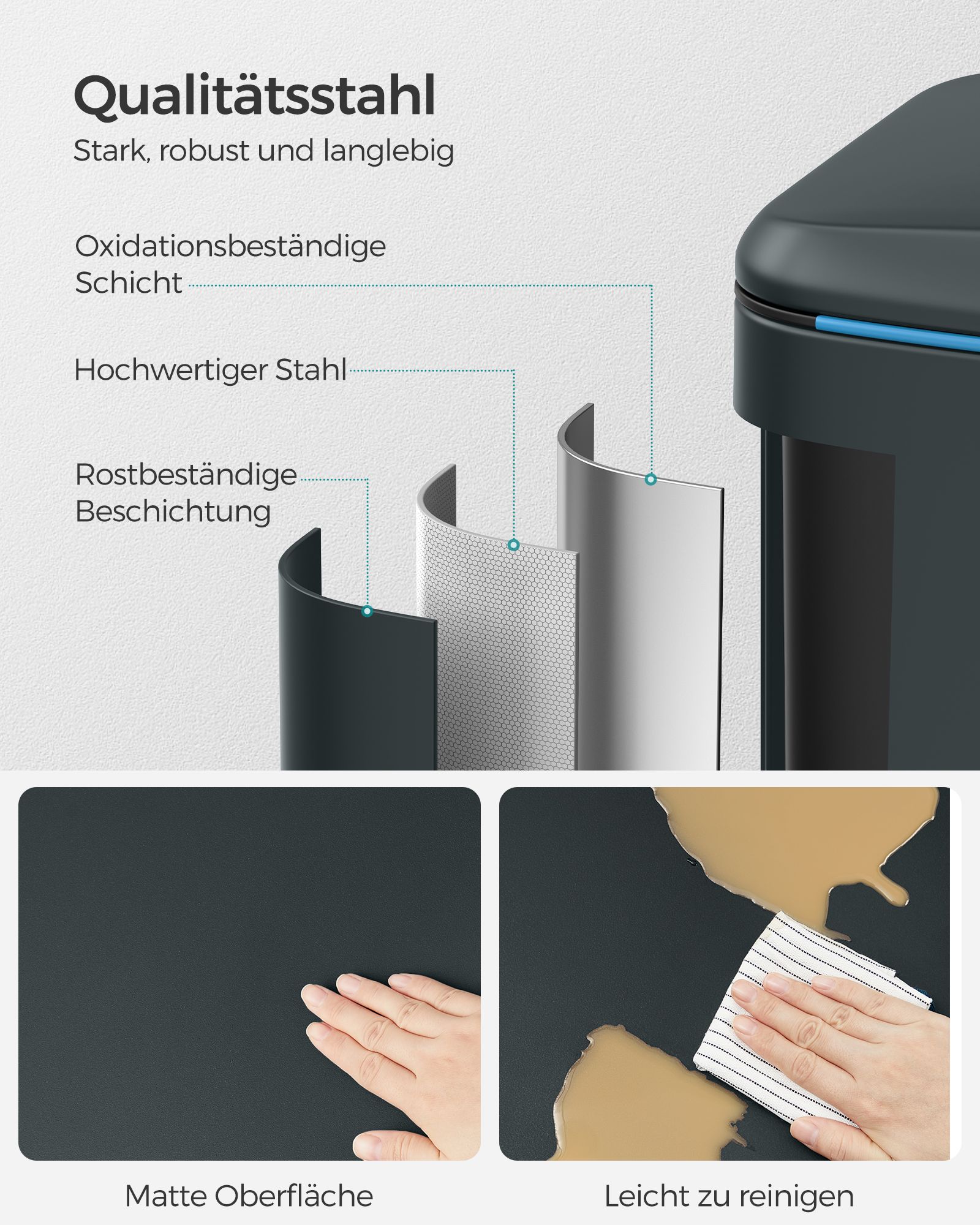 Virtuvinė šiukšliadėžė 2 x 20 L su Softclose dangčiu grįžčiai pilka 3
