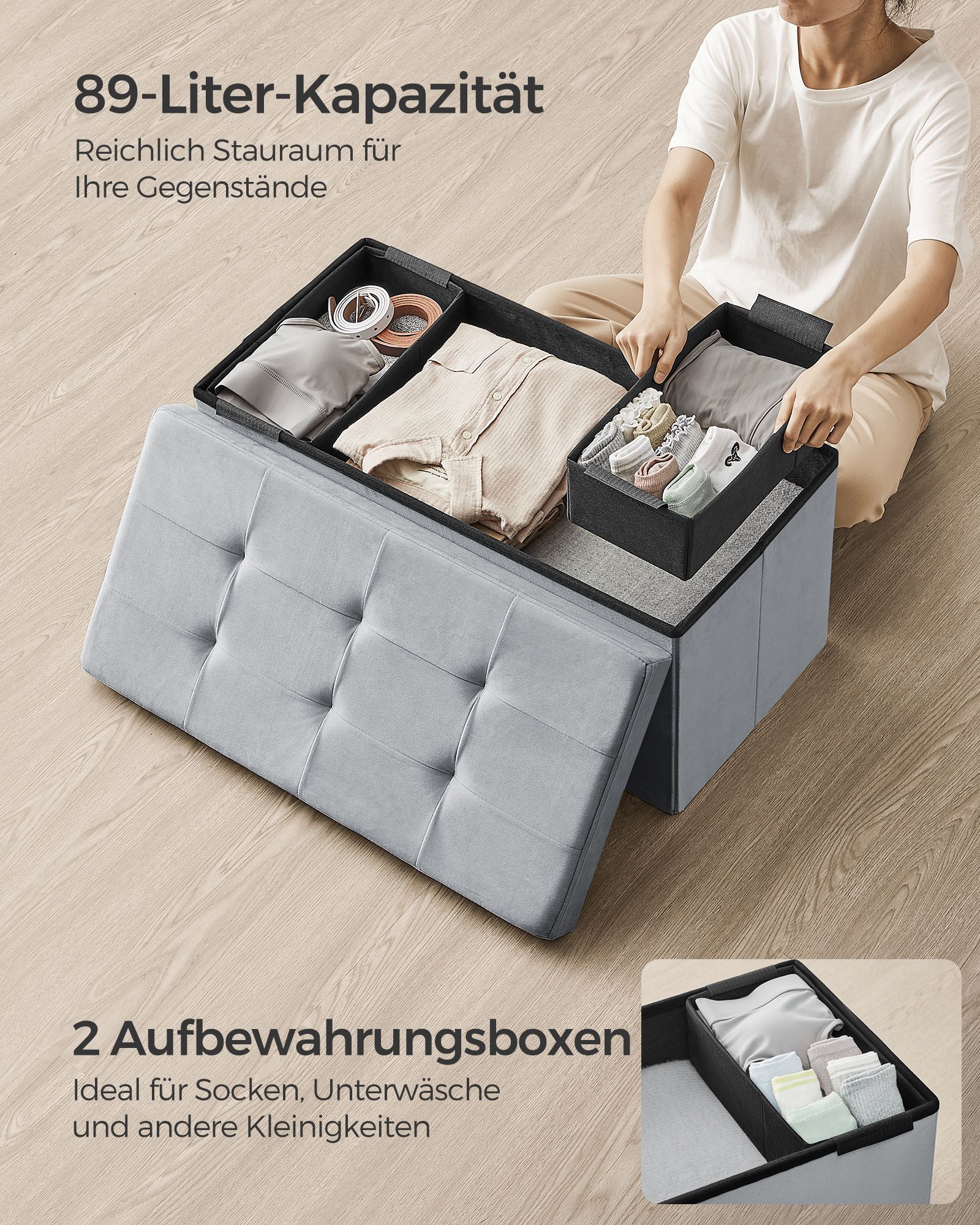 Pufas 38x76x38 cm, 89 l, 300 kg apkrova 3