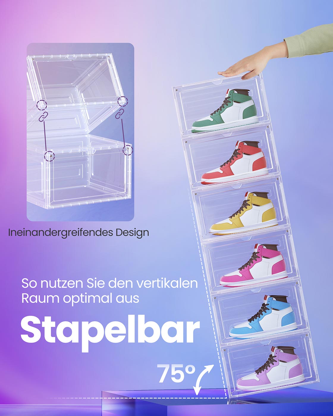 SONGMICS sudedamos plastikinės batų dėžės su durelėmis 3