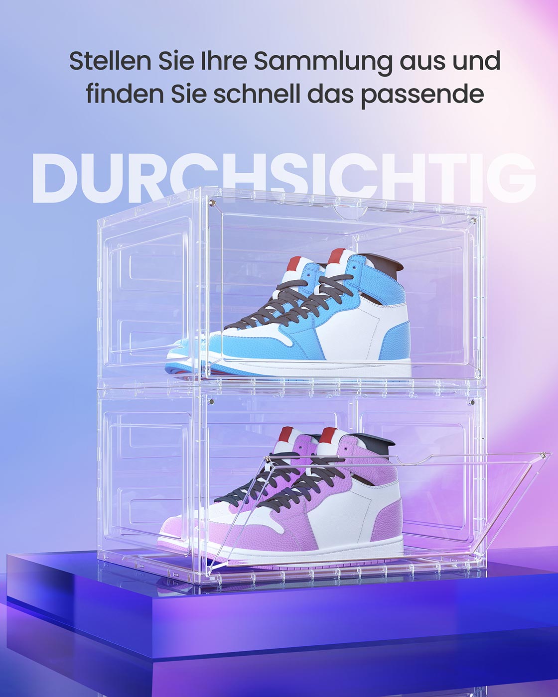 SONGMICS sudedamos plastikinės batų dėžės su durelėmis 2