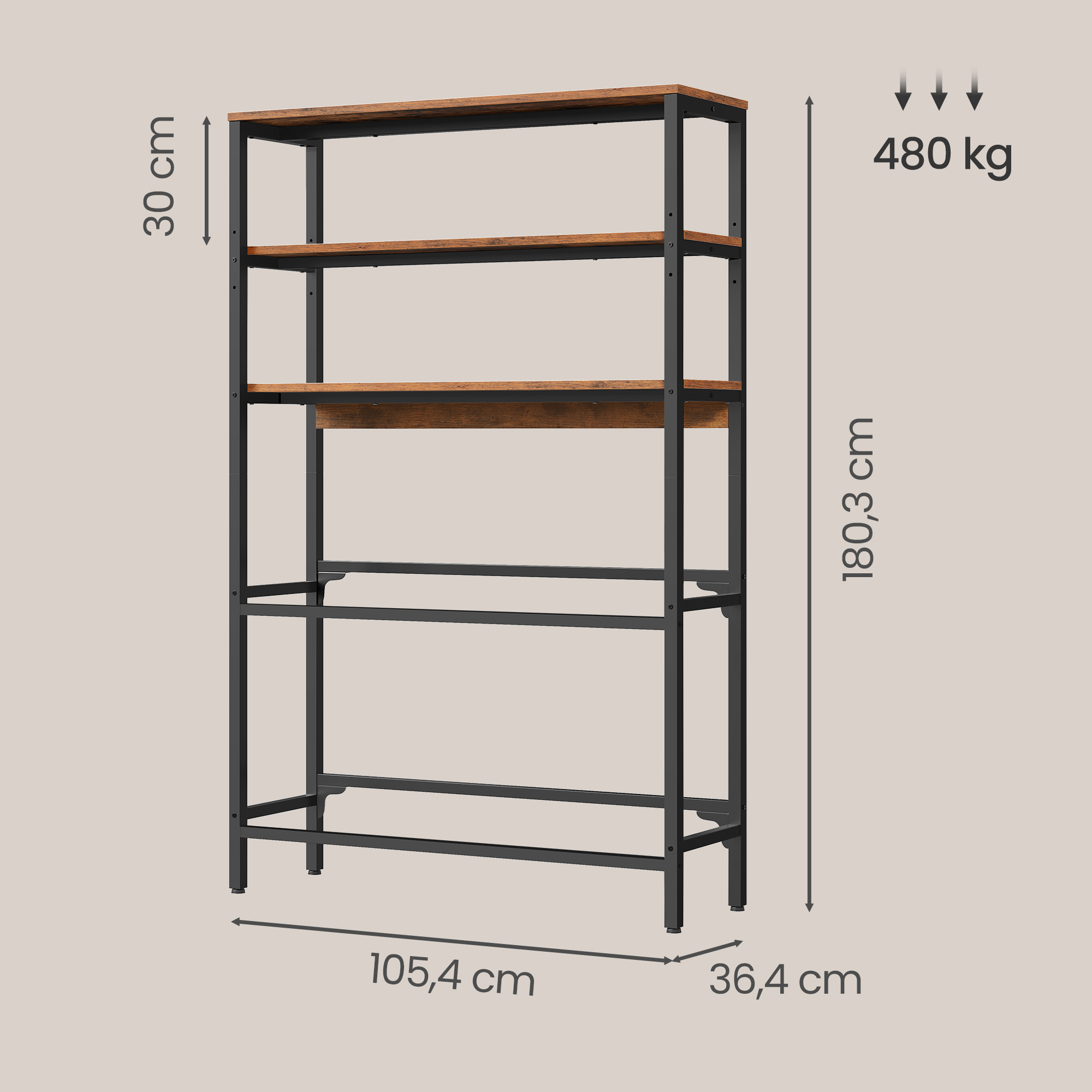 Gėrimų dėžių lentyna 2 lygių, 6 dėžėms, ruda–juoda, 36,4 x 105,4 x 180,3 cm 2