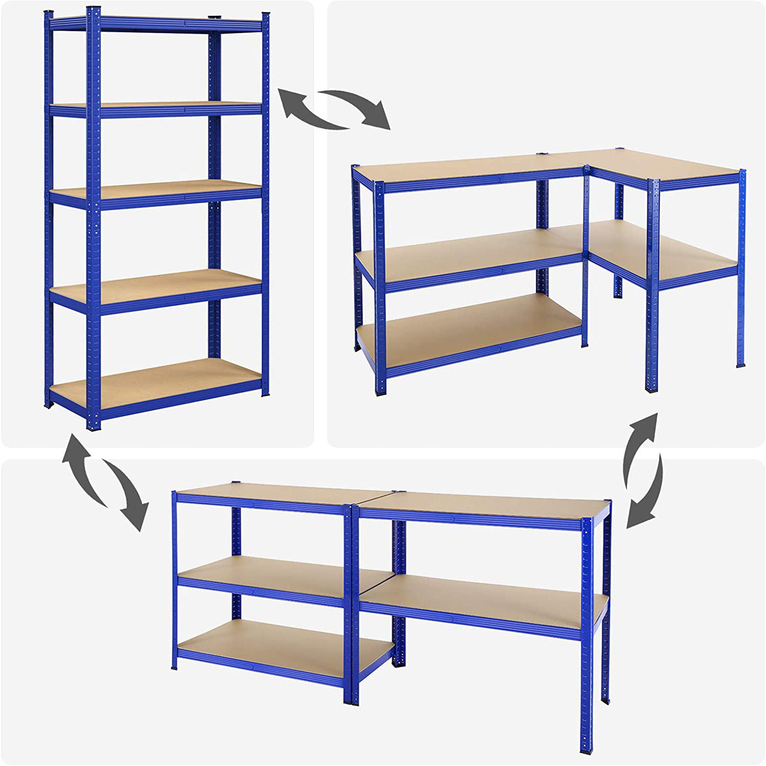 Uzglabāšanas plaukti SONGMICS 2 gab. 180 x 90 x 40 cm zili