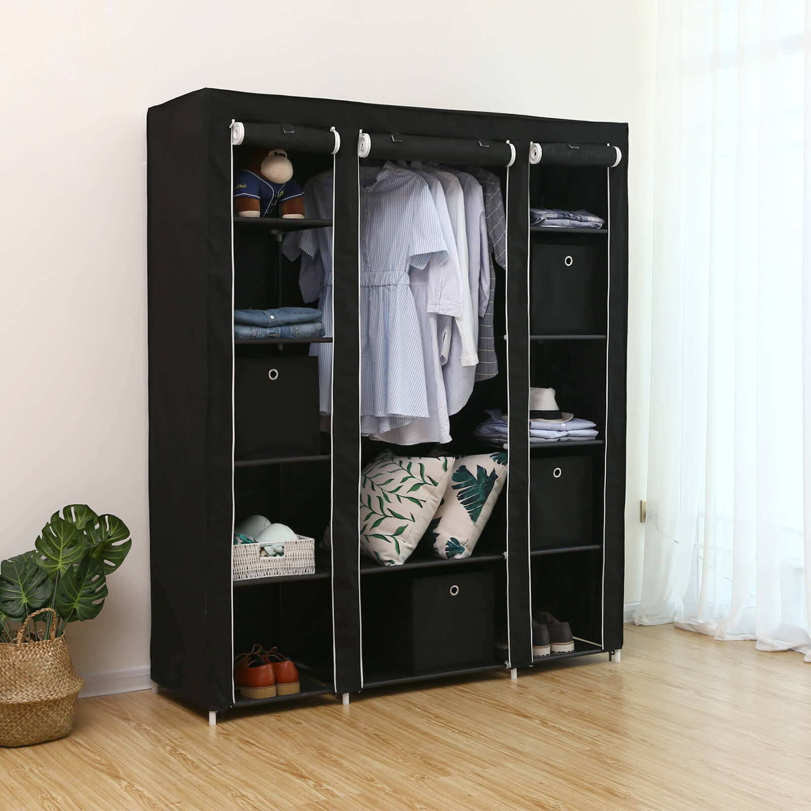 Sulankstoma spinta SONGMICS 150x175 cm juoda