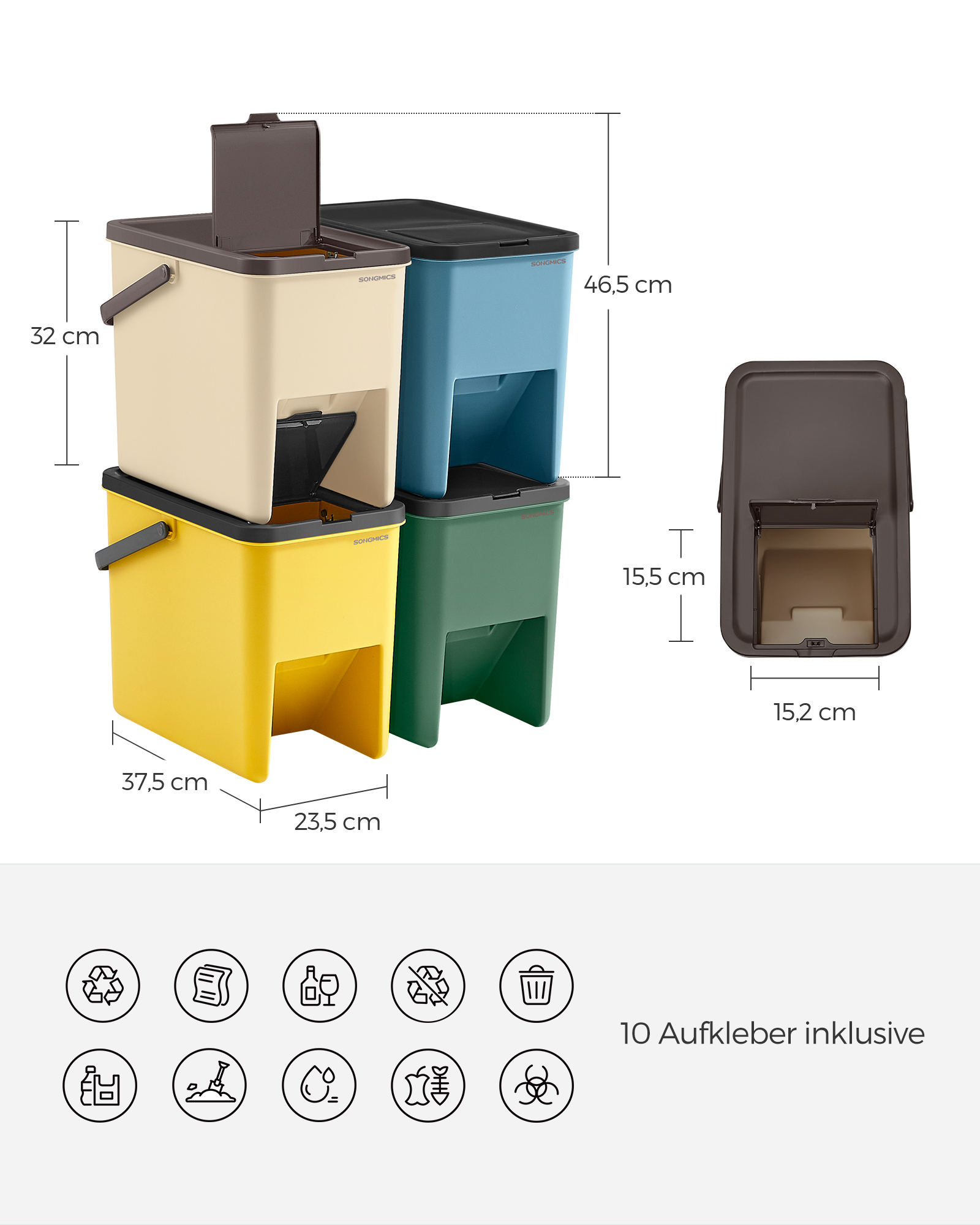 Atliekų dėžės rinkinys, 4 x 20 L 2
