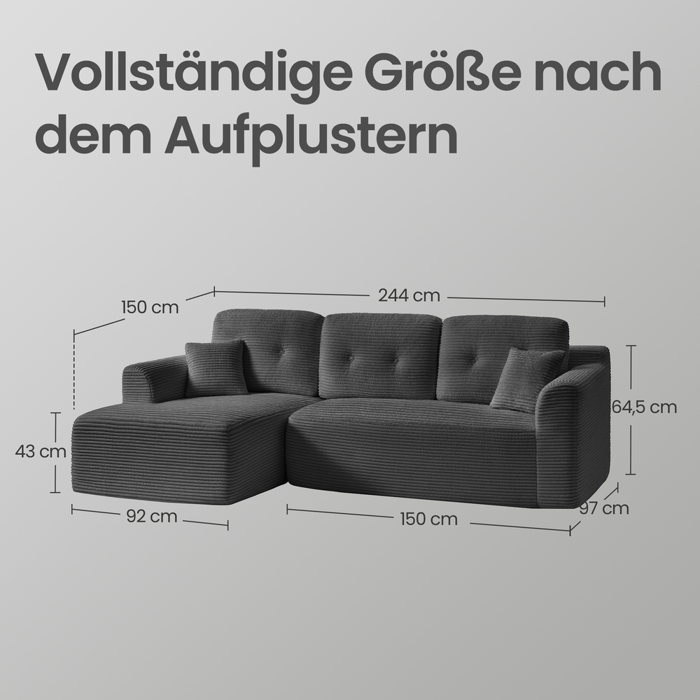 Kampinė sofa 244 cm 2