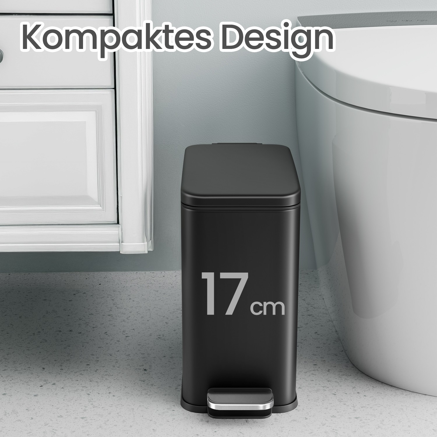 Kosmetinė šiukšliadėžė su dangčiu, 10 l, juoda 2