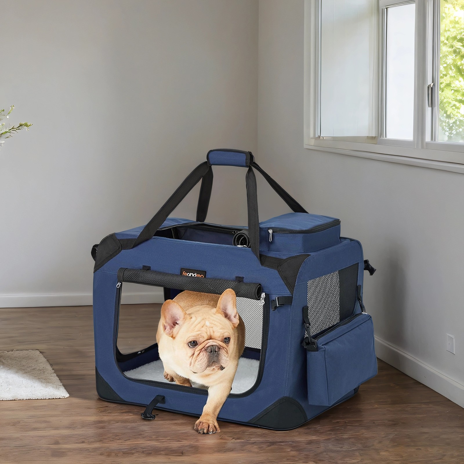 Augintinio transporto dėžė sulankstoma 50x35x35 cm tamsiai mėlyna