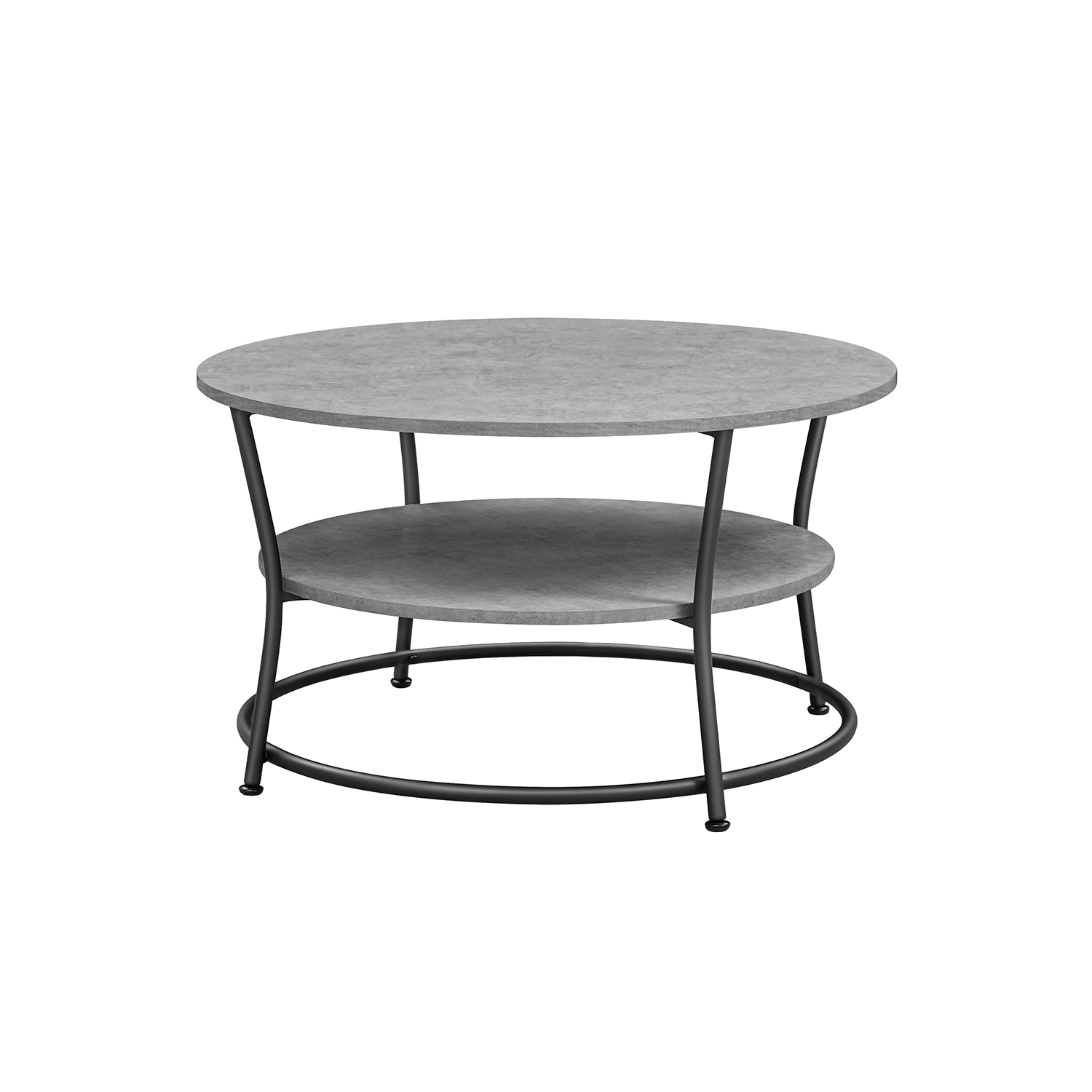 Apvalus kavos staliukas su lentyna, 80 cm