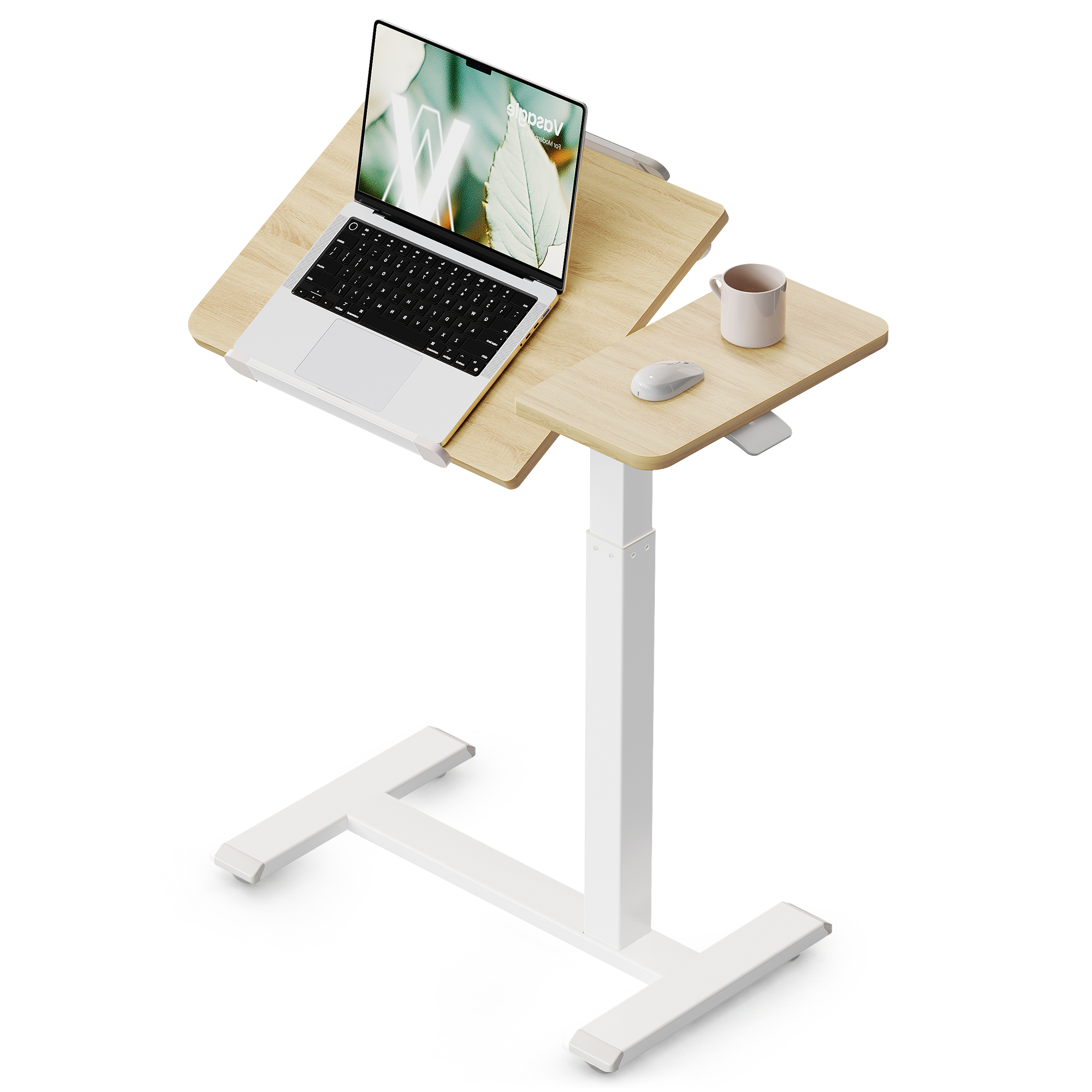 Klēpjdatora galds, ar regulējamu augstumu un regulējamu slīpumu, zelta ozola un baltā krāsā, 70 x 40 x 68–102,5 cm