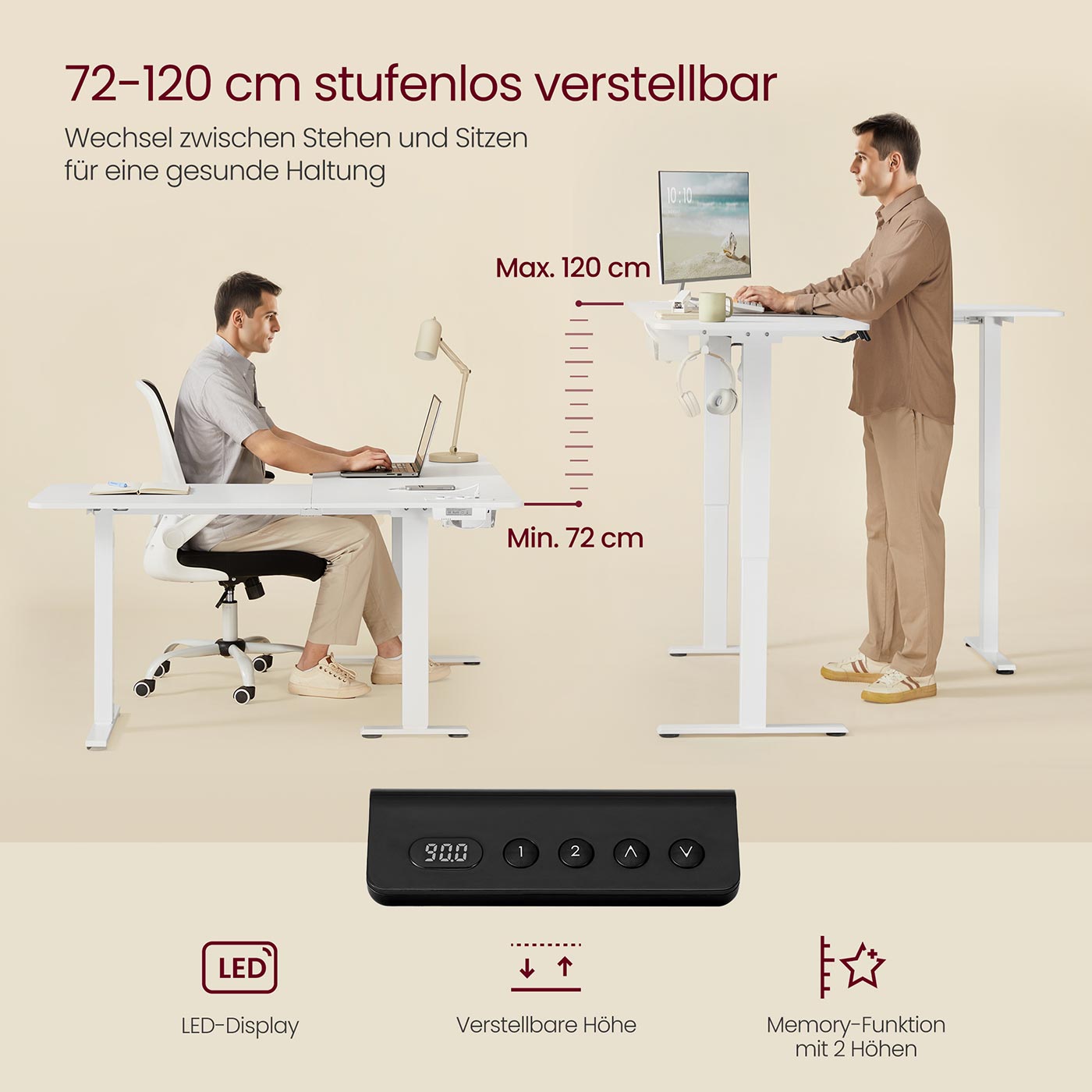Elektrinis aukščio reguliuojamas kampinis rašomasis stalas su įkrovimo stotele, 140x160 cm 2