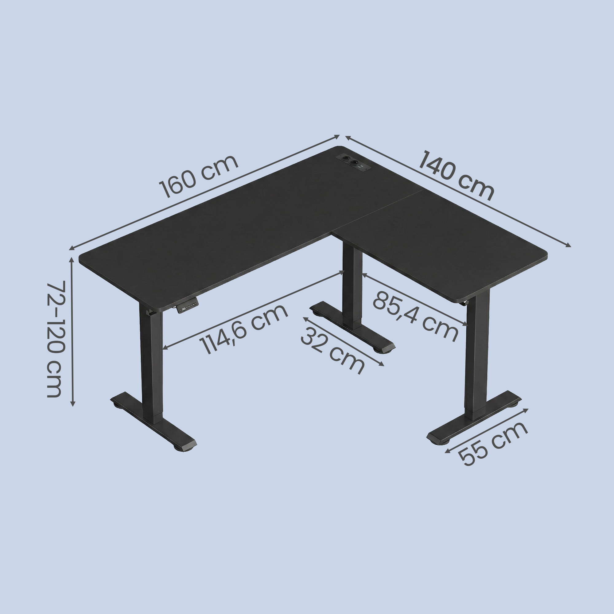 Reguliuojamo aukščio stalas 160 x 140 x 72–120 cm 2