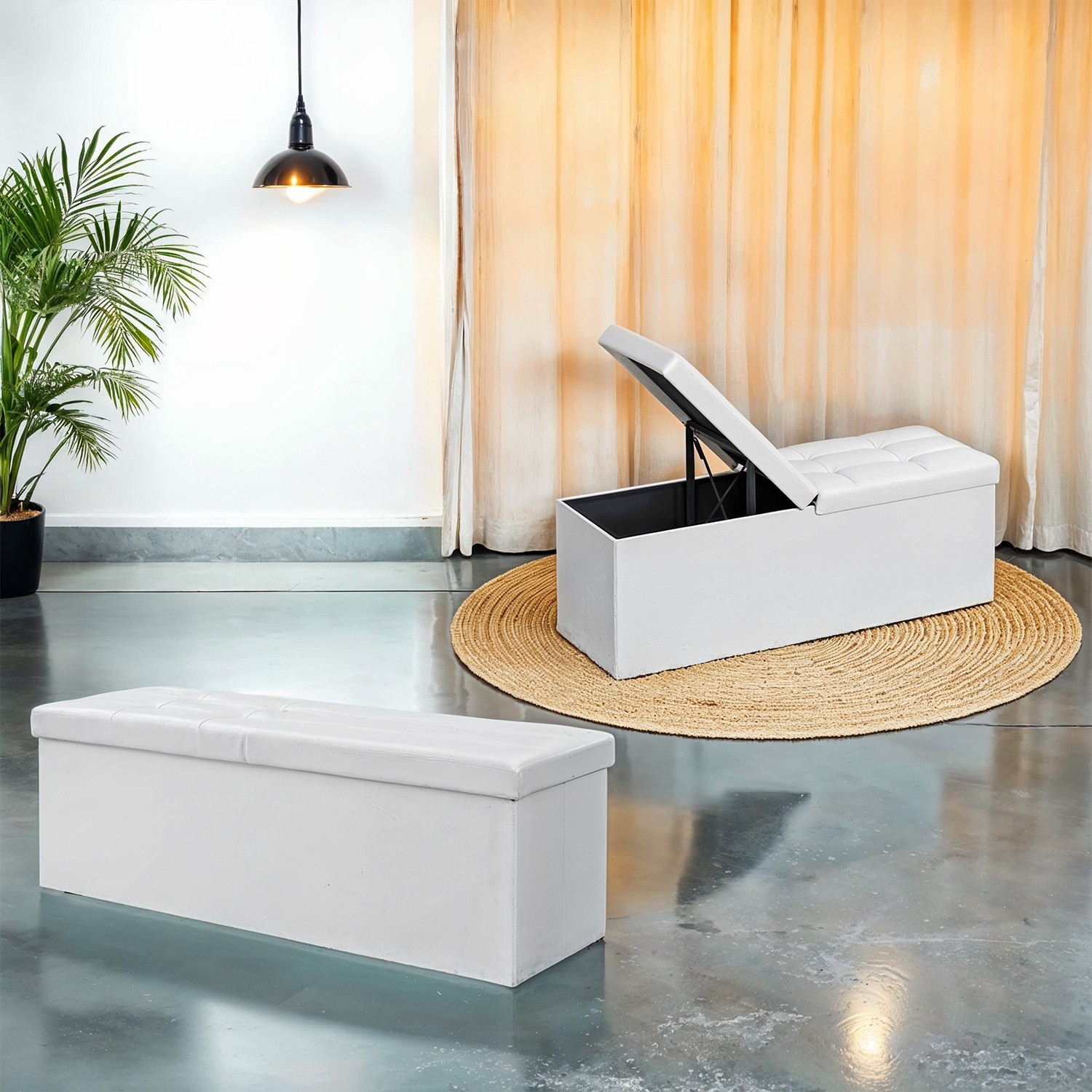Pufas su daiktadėže, 110x38x38 cm, 300 kg talpa