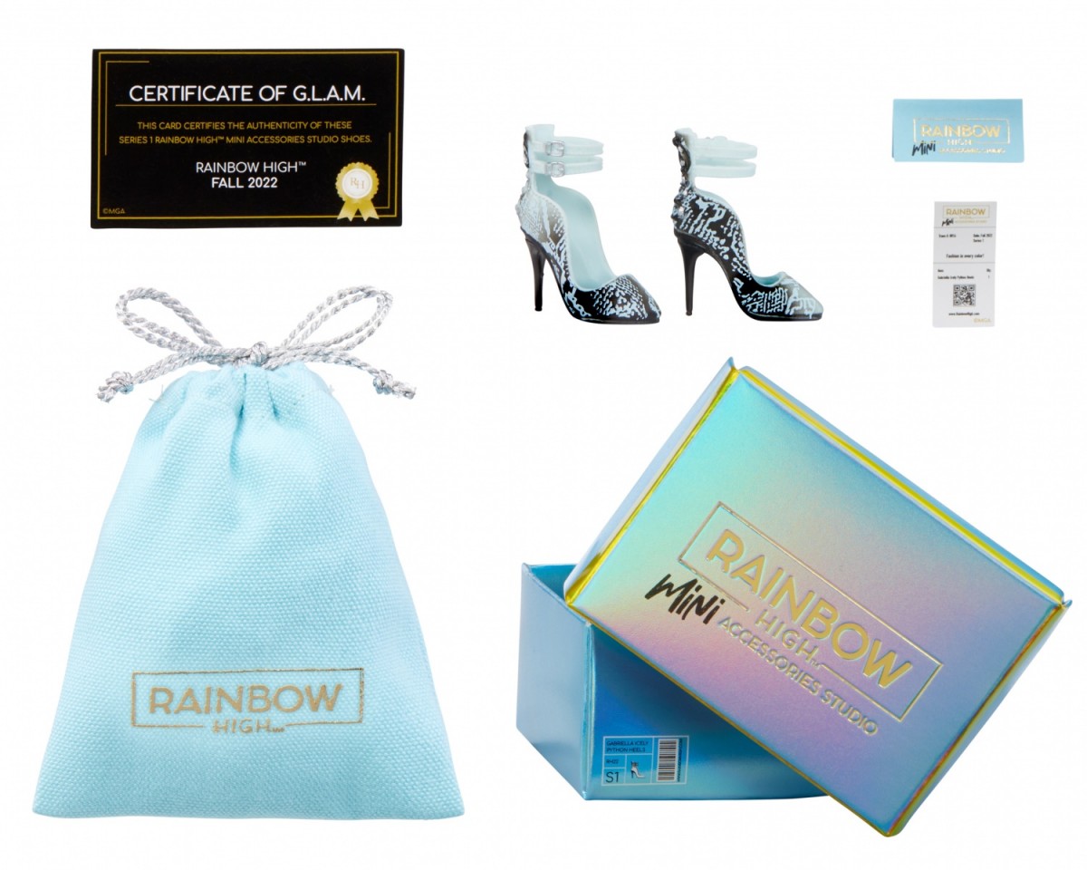 Lelių aksesuarai paslaptingose dežėse rainbow high accessories studio series