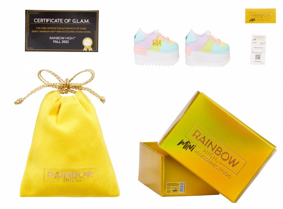 Lelių aksesuarai paslaptingose dežėse rainbow high accessories studio series